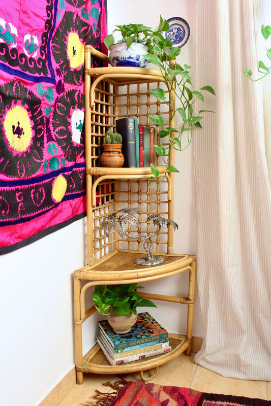 Vintage Corner Bamboo Bookshelf