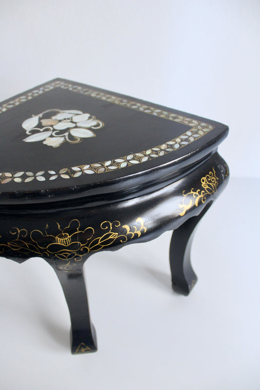 Vintage Black Lacquer and Mother of Pearl Tables