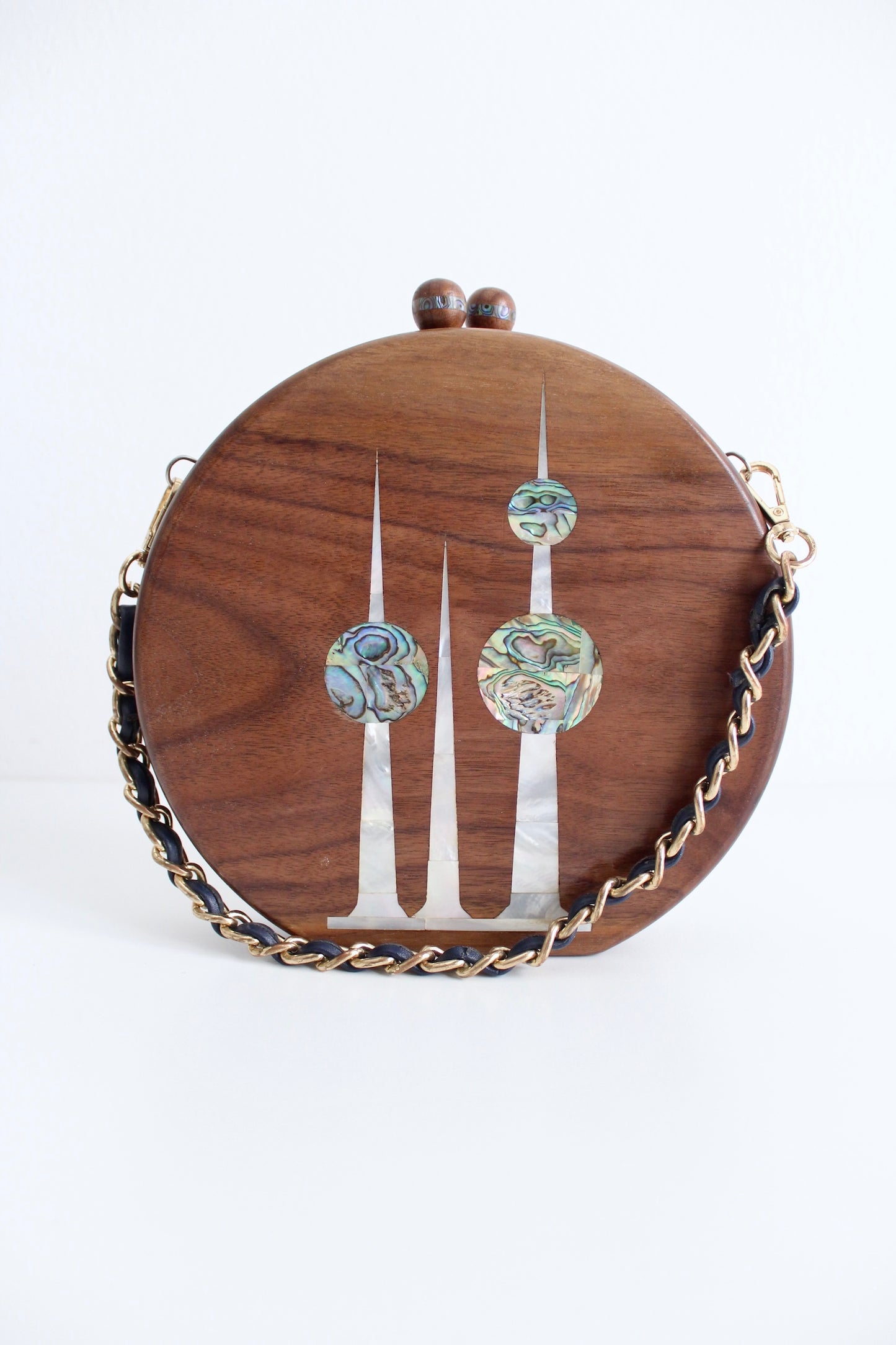 Wood and Mother of Pearl Kuwait Towers Purse