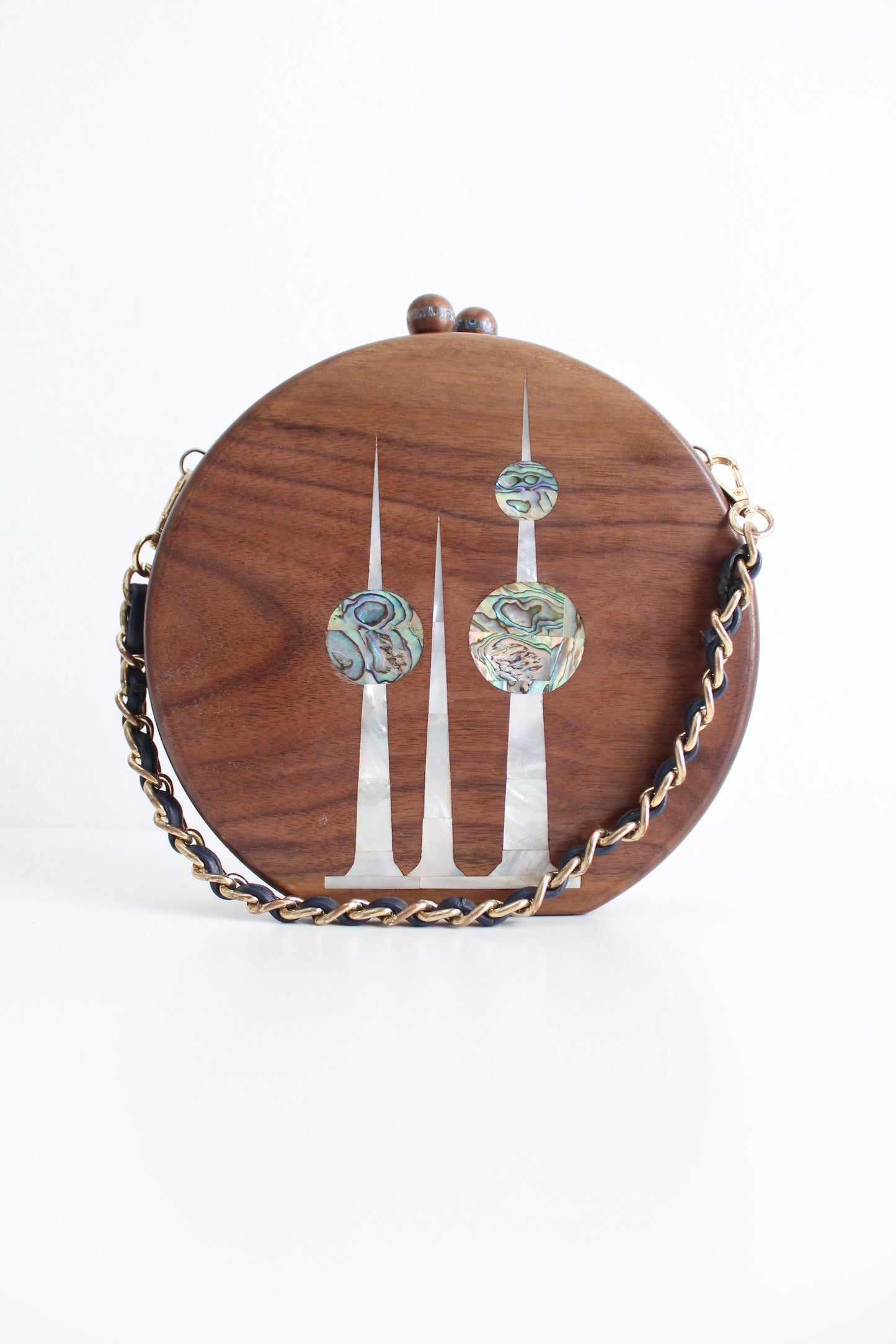 Wood and Mother of Pearl Kuwait Towers Purse