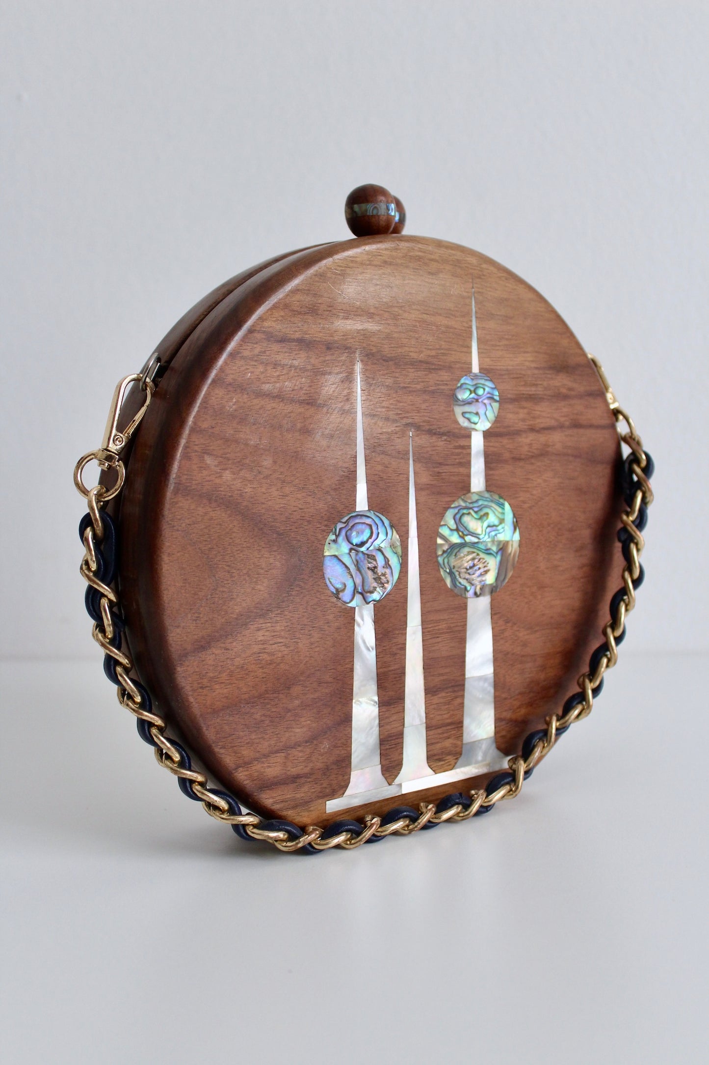 Wood and Mother of Pearl Kuwait Towers Purse