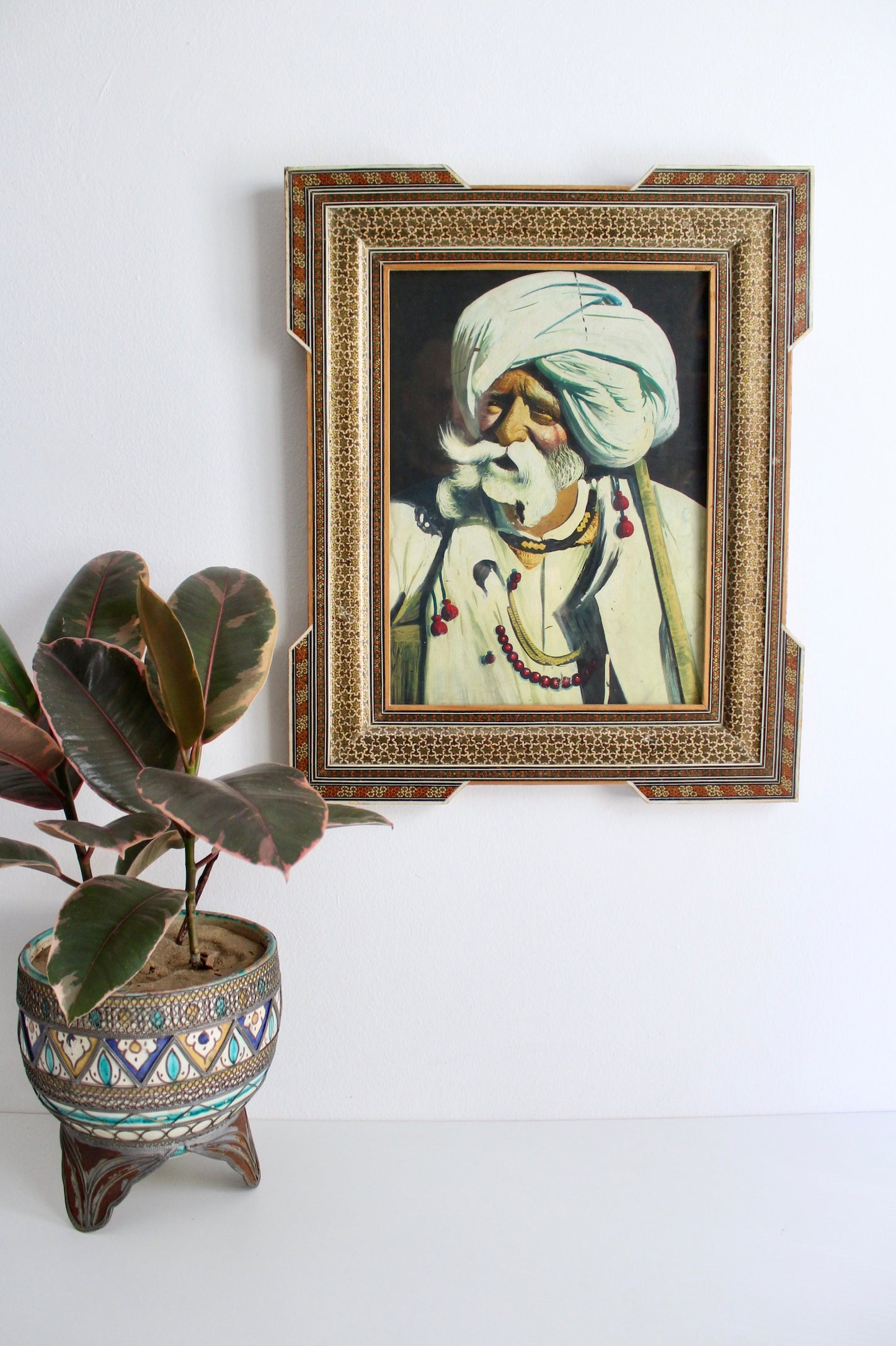 Vintage Portrait in a Khatam Kari Frame