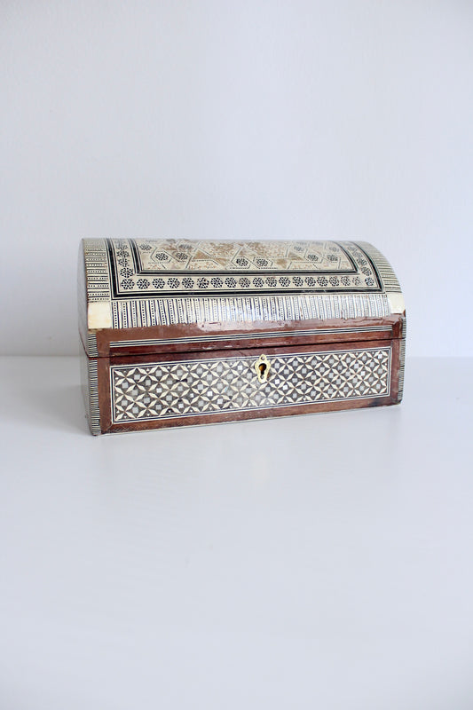 Vintage Handmade Syrian Marquetry Domed Box