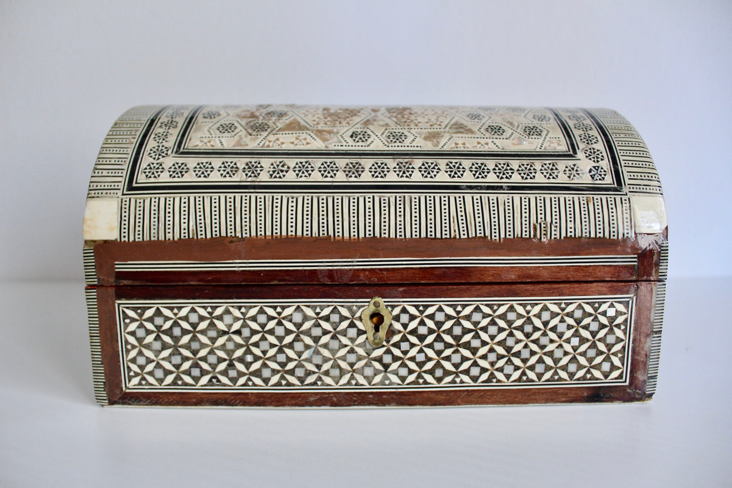 Vintage Handmade Syrian Marquetry Domed Box