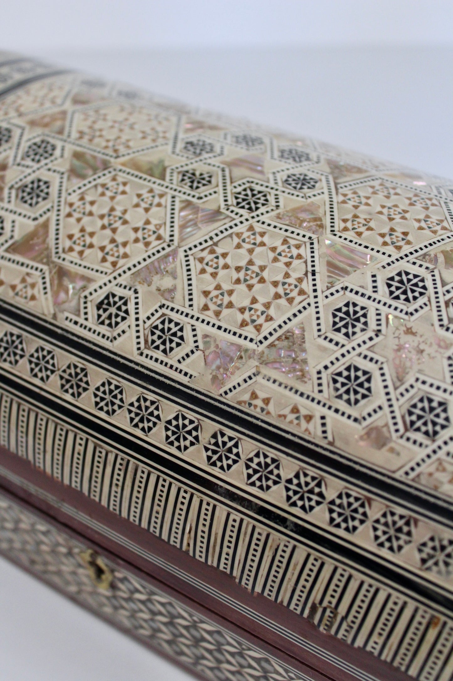 Vintage Handmade Syrian Marquetry Domed Box