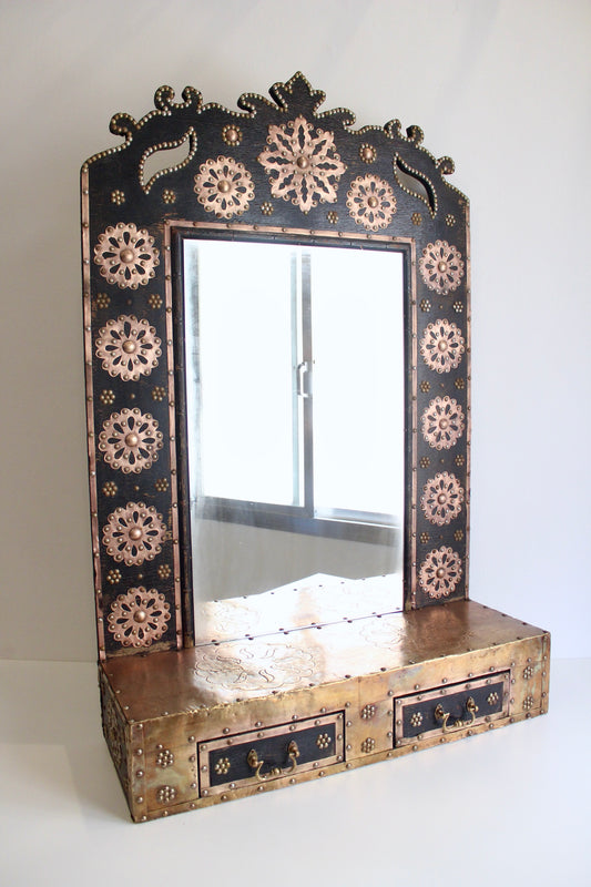 XL Vintage Mirror with shelf and drawers