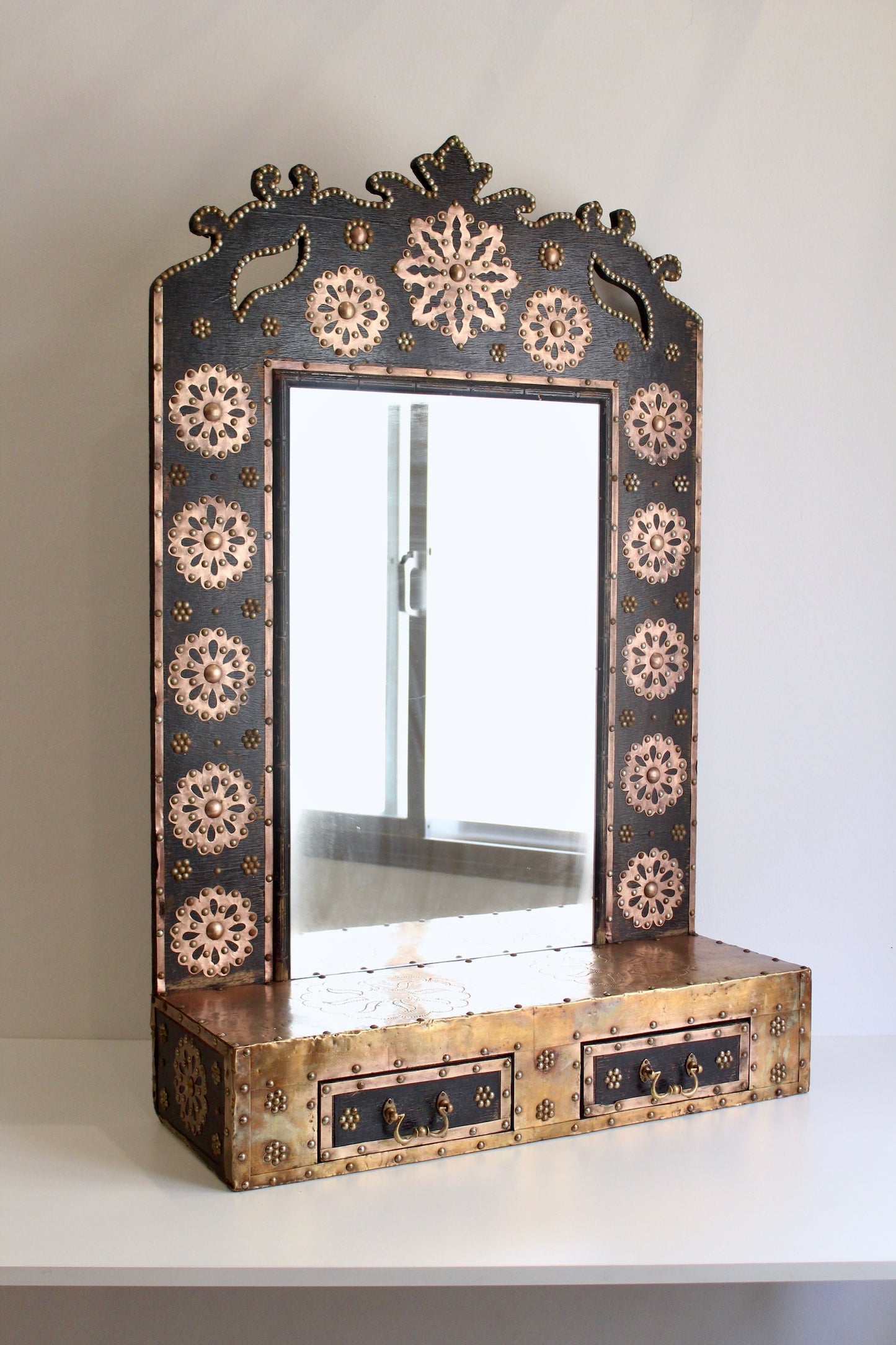 XL Vintage Mirror with shelf and drawers