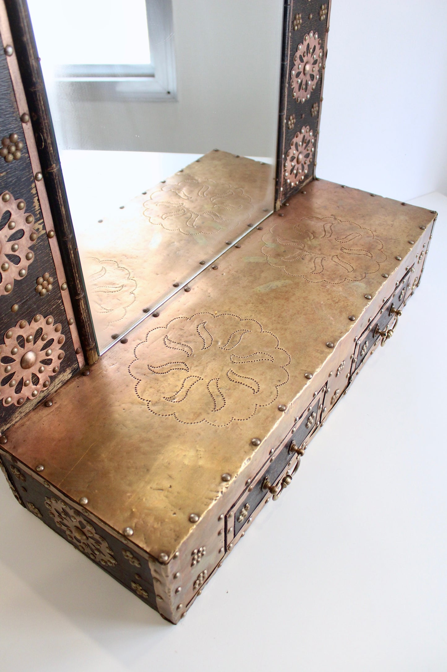 XL Vintage Mirror with shelf and drawers