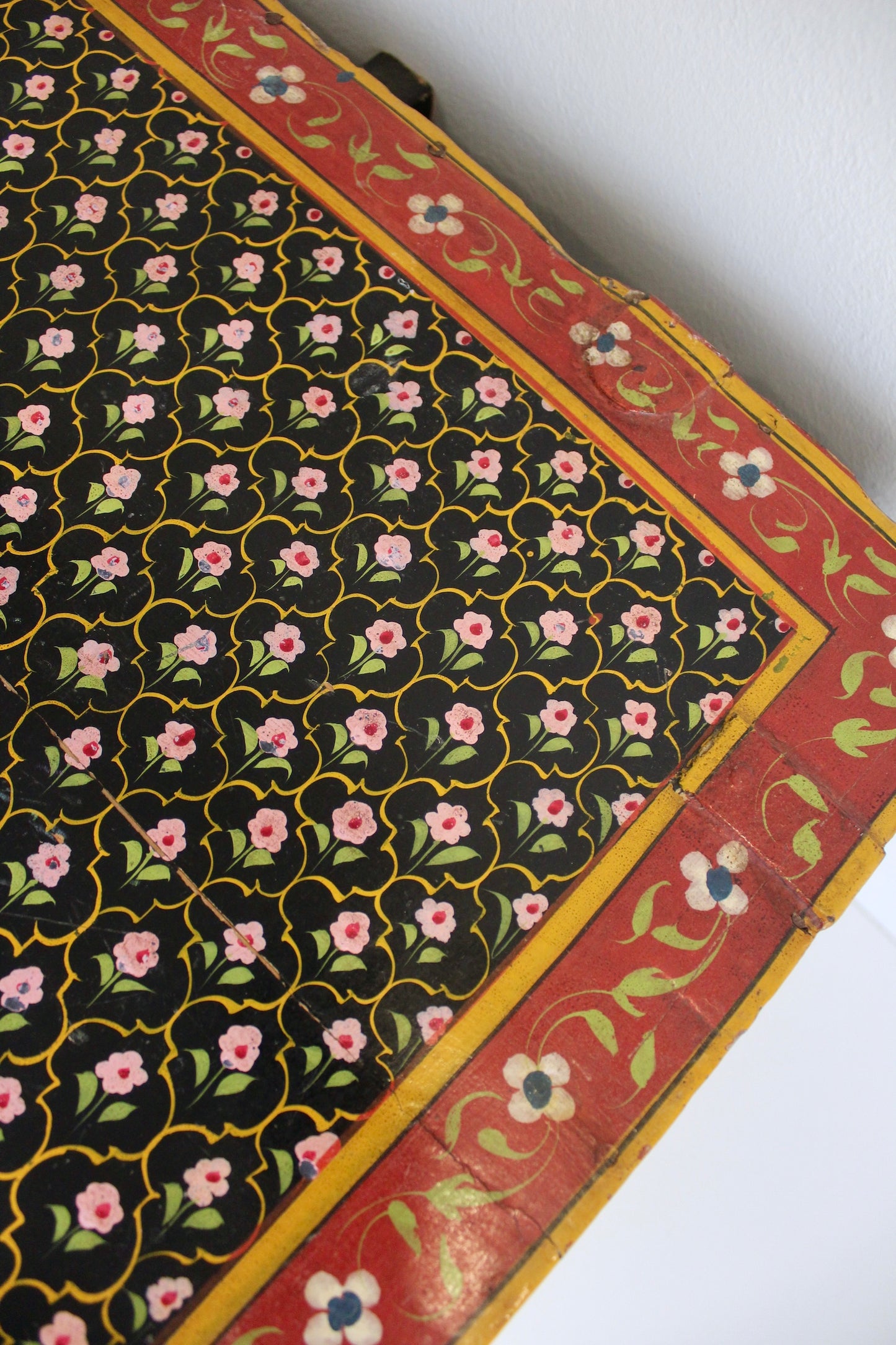 Large Antique Indian Painted Wooden Box