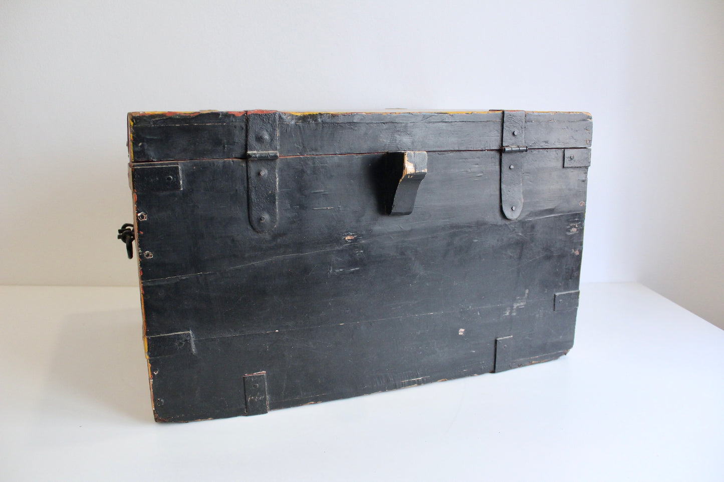 Large Antique Indian Painted Wooden Box