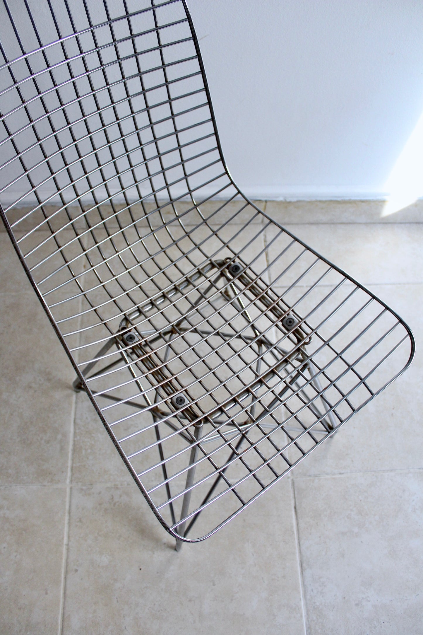 Vintage 1960s-1980s Bertoia Style Chrome Chair