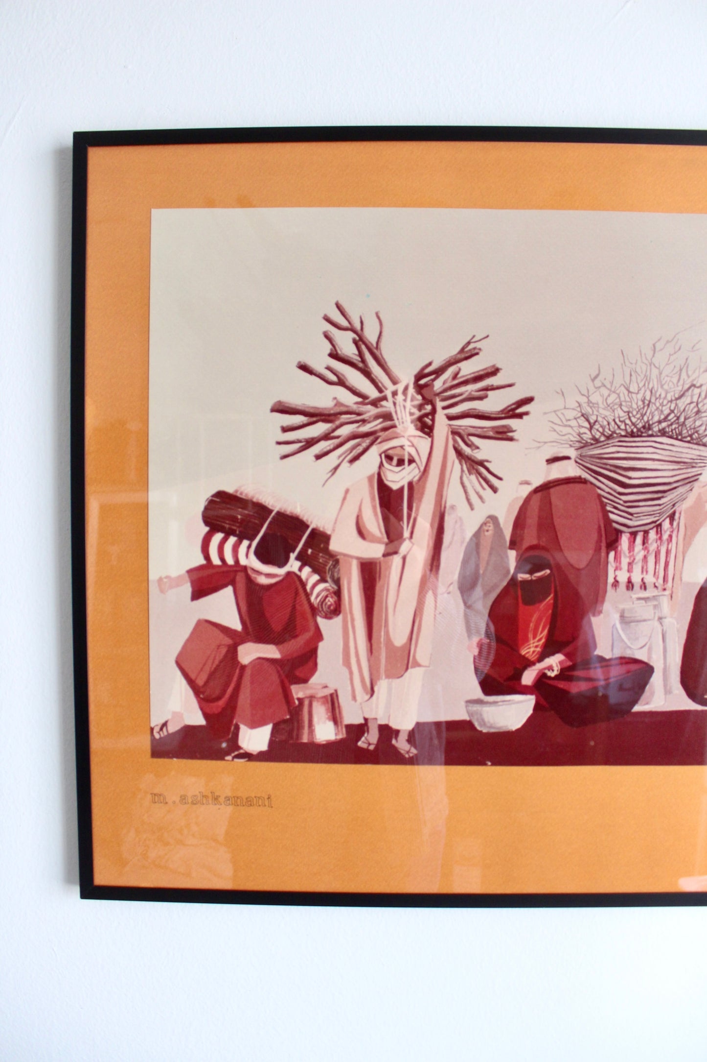 1960s-1970s Framed Kuwaiti Print Signed M. Askanani - On Hold for Farah until 12/29