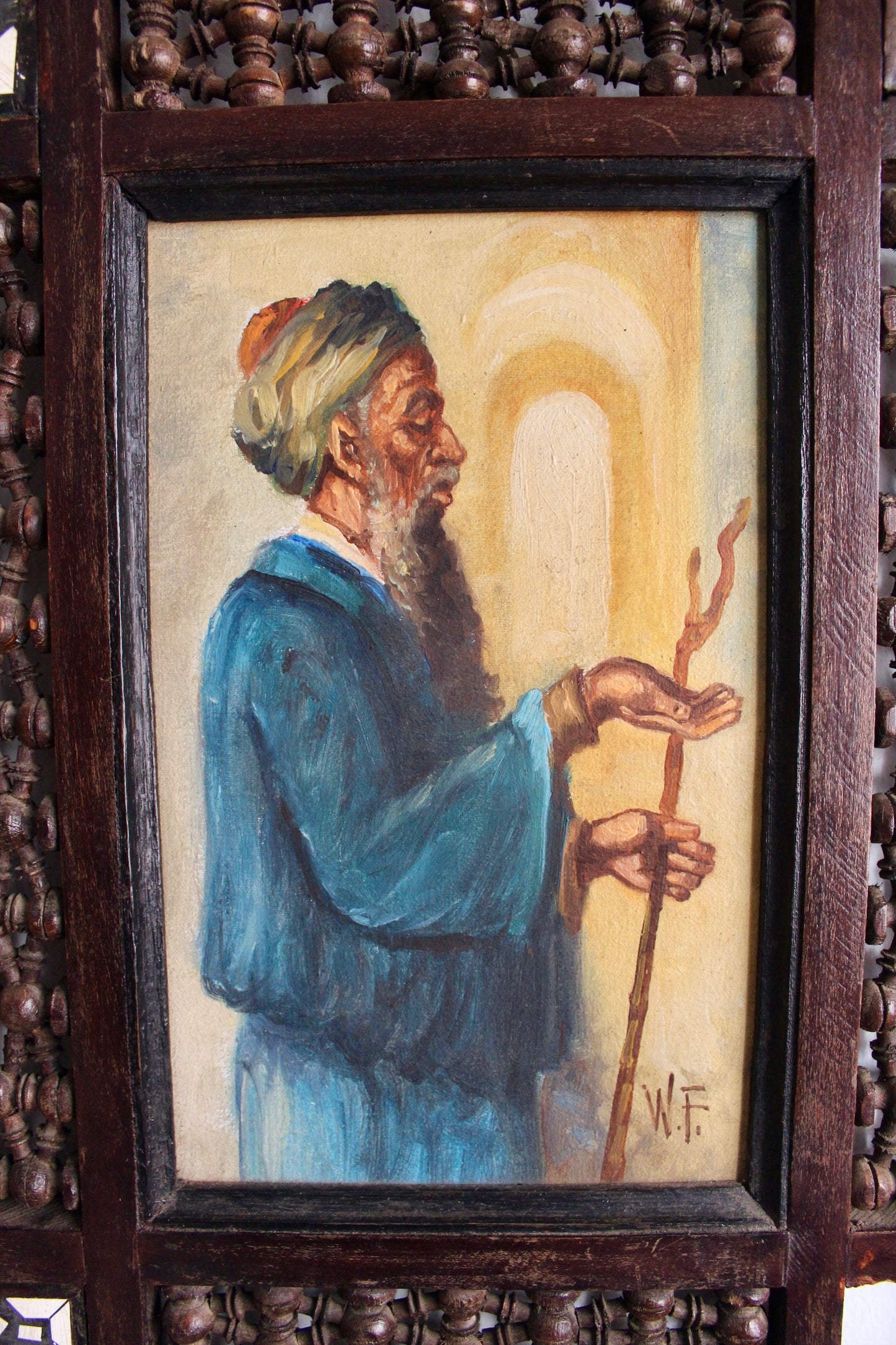 Praying Man in Mashrabiya Frame