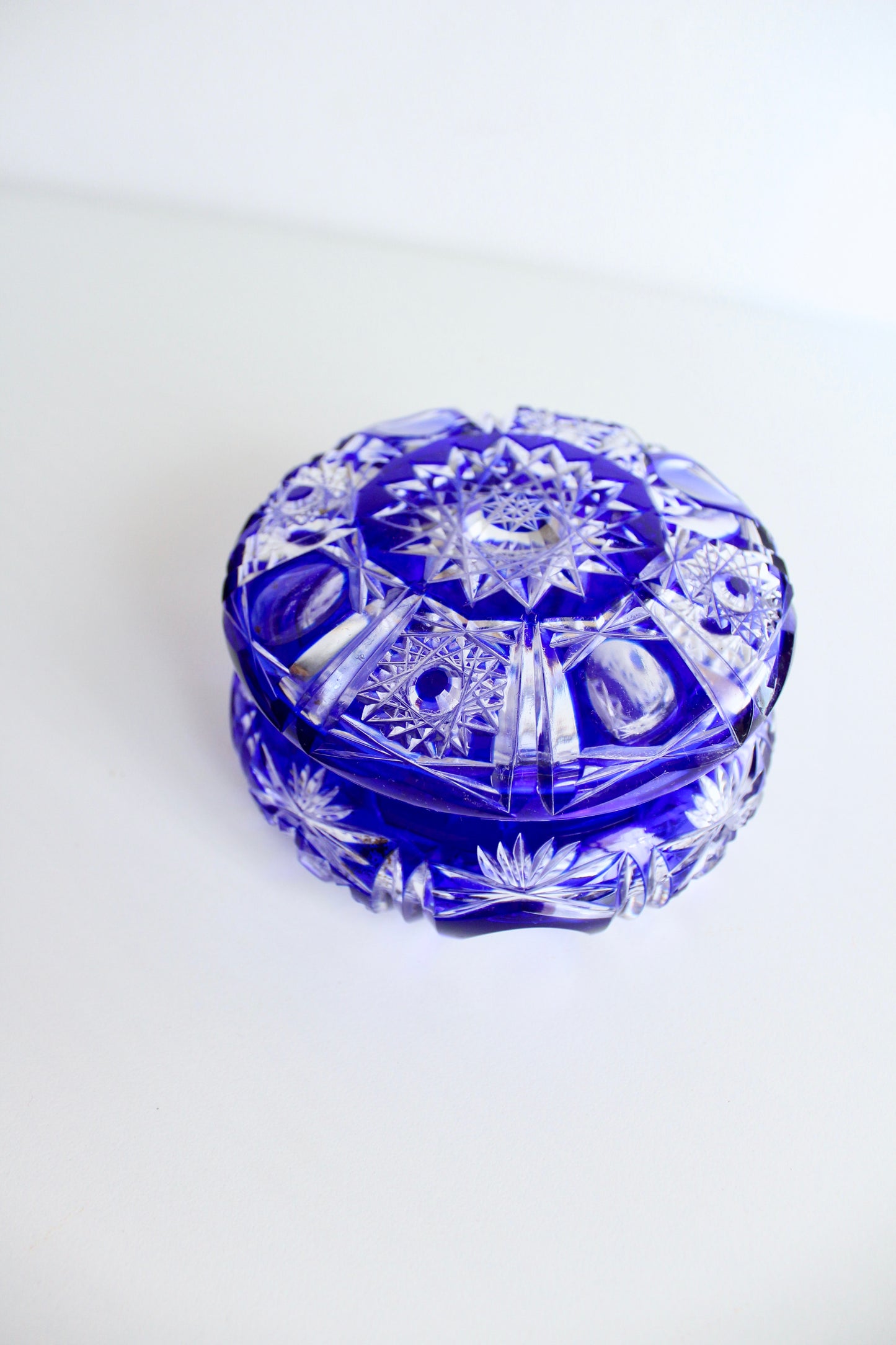 Midcentury Bohemian Lead Crystal Lidded Dish