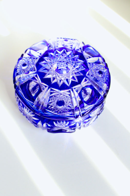 Midcentury Bohemian Lead Crystal Lidded Dish