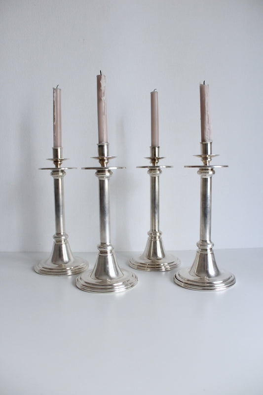 Antique French Pewter Candlesticks