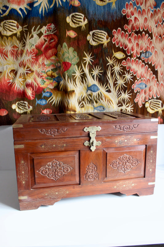 Retro Carved Rosewood Pakistani Chest