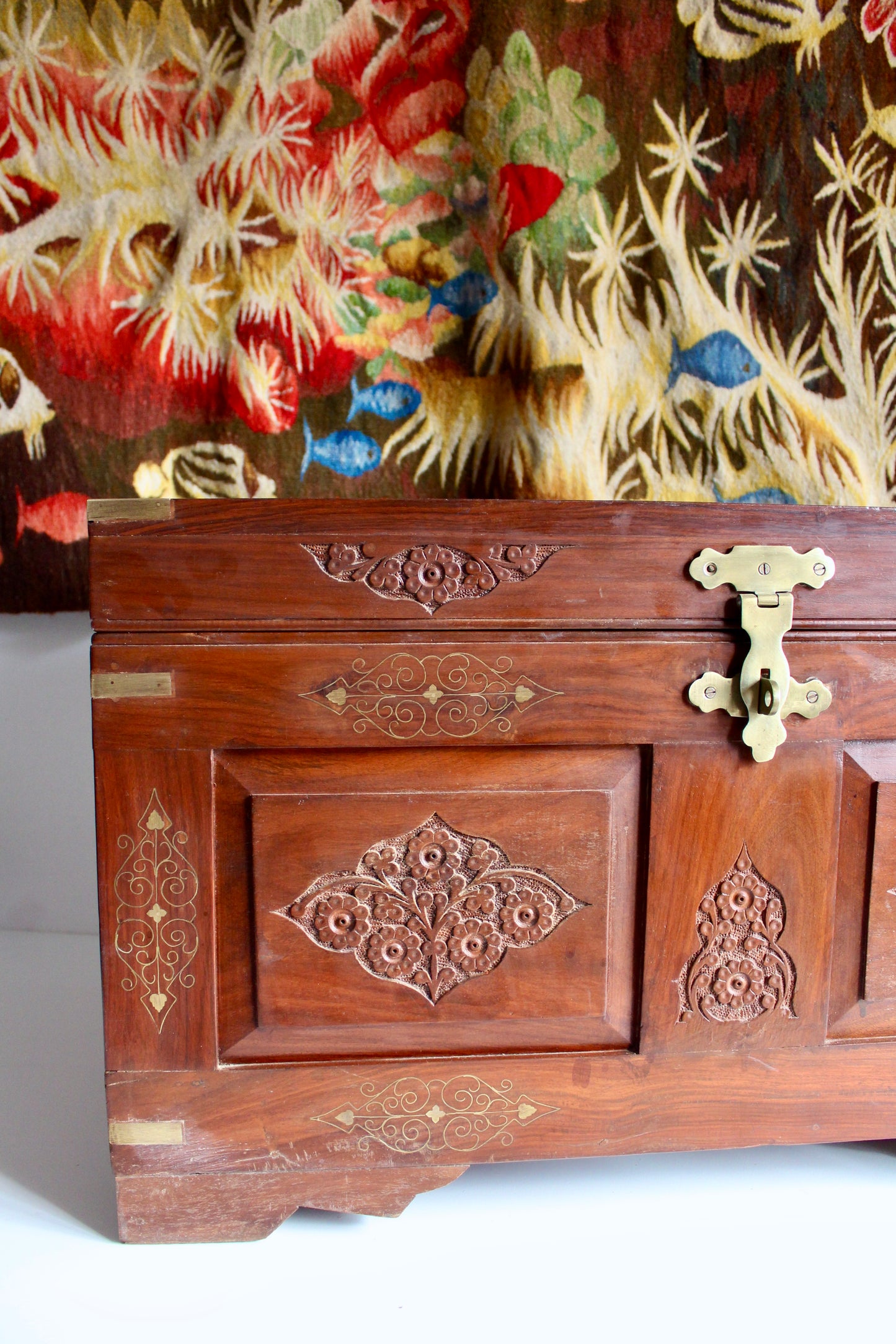 Retro Carved Rosewood Pakistani Chest