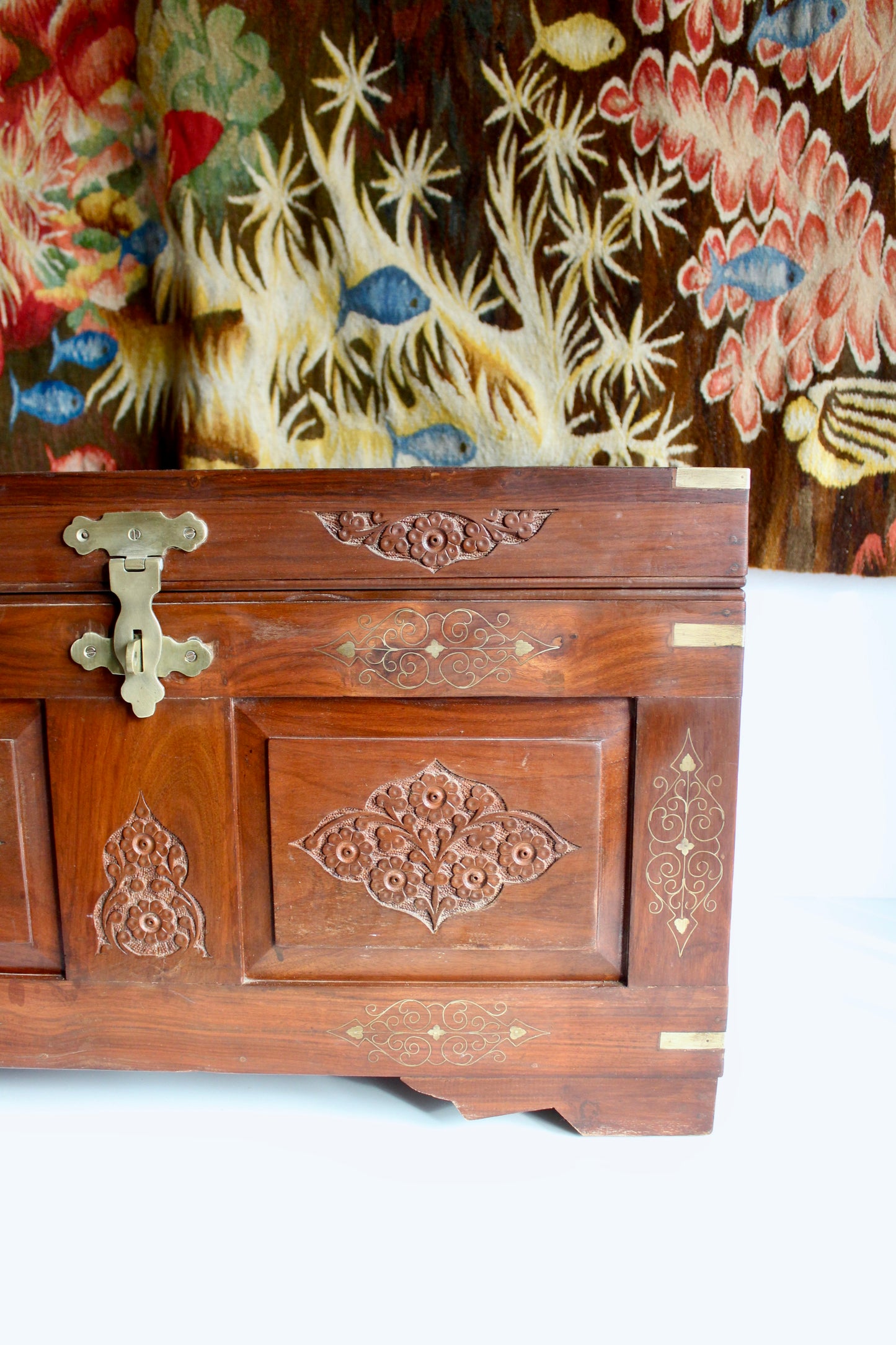 Retro Carved Rosewood Pakistani Chest