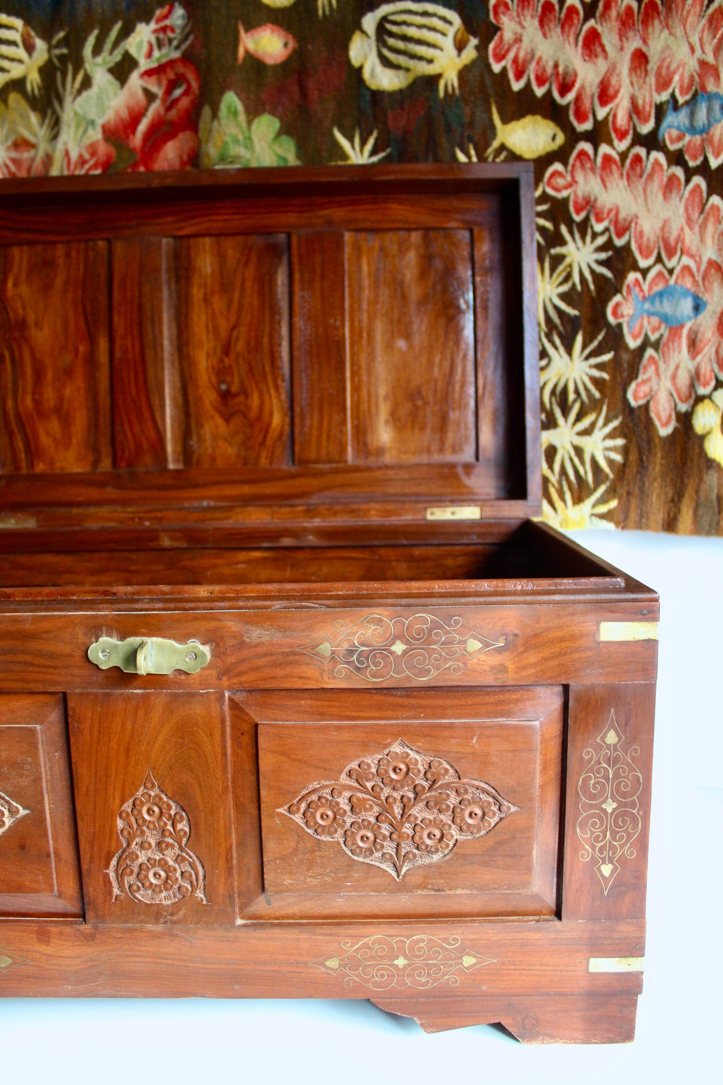 Retro Carved Rosewood Pakistani Chest