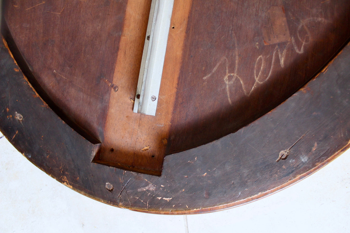 18th Century Table Top with a 1970s Chrome Base