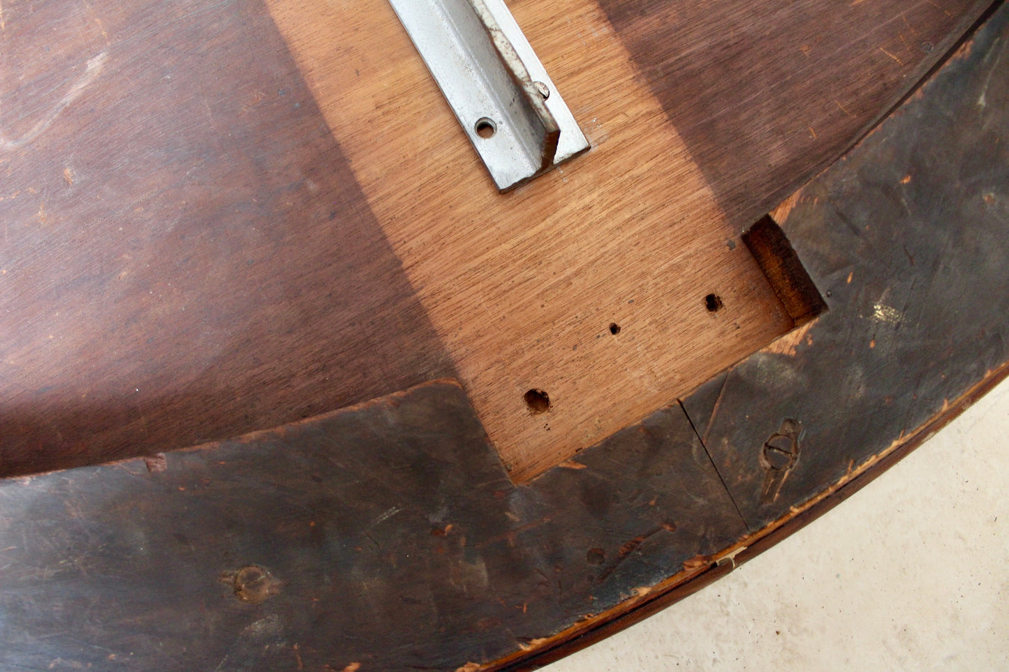 18th Century Table Top with a 1970s Chrome Base