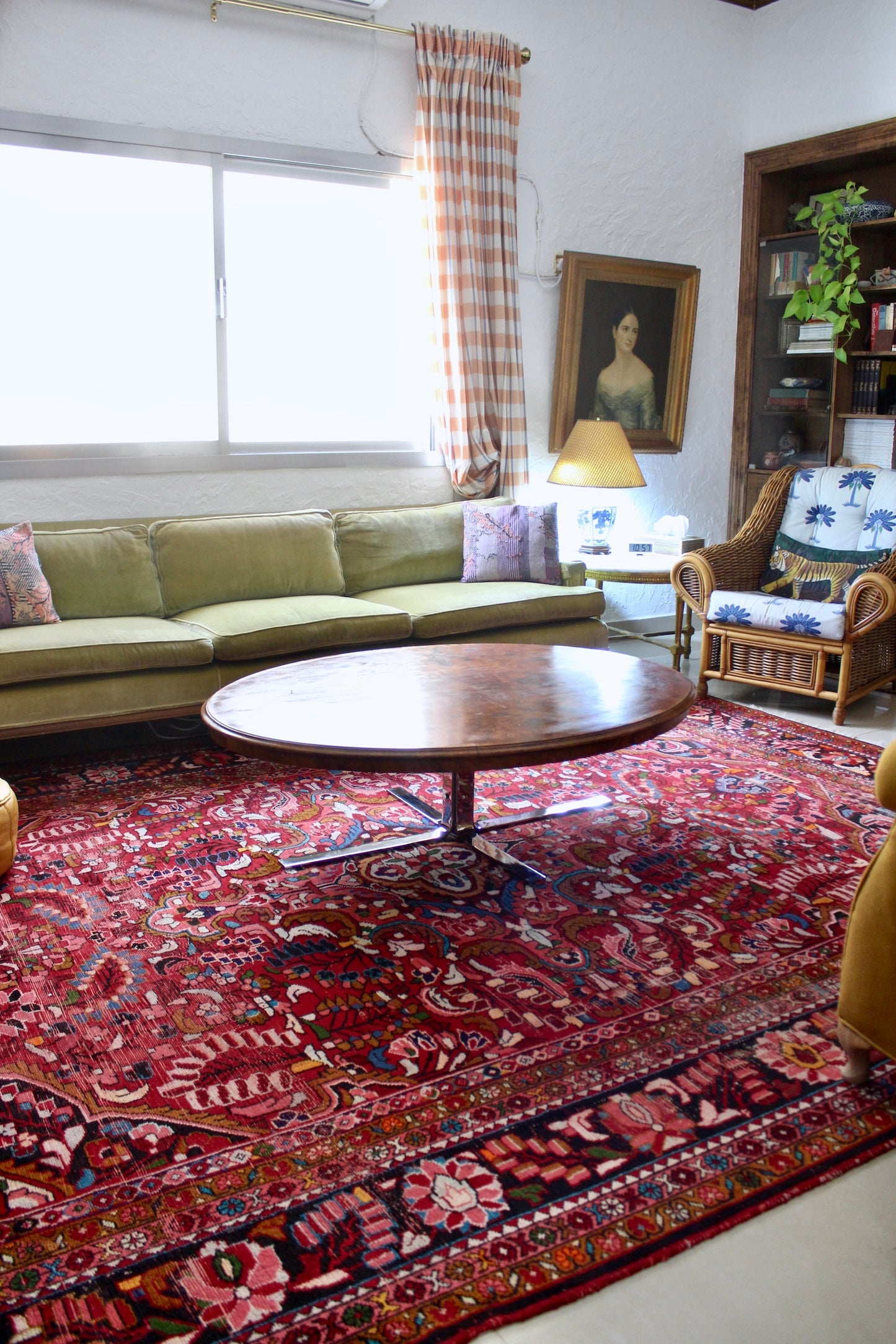 18th Century Table Top with a 1970s Chrome Base