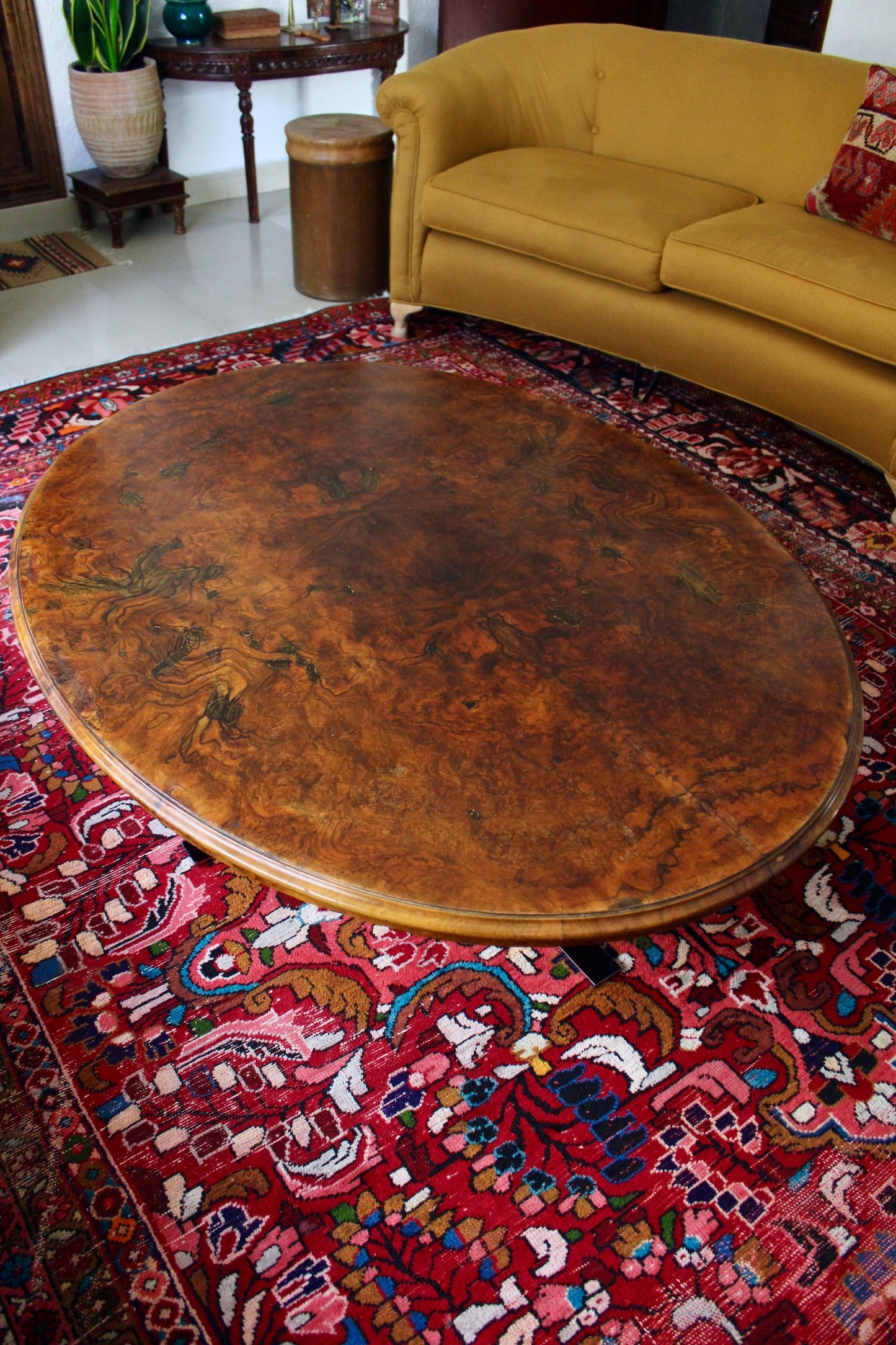 18th Century Table Top with a 1970s Chrome Base