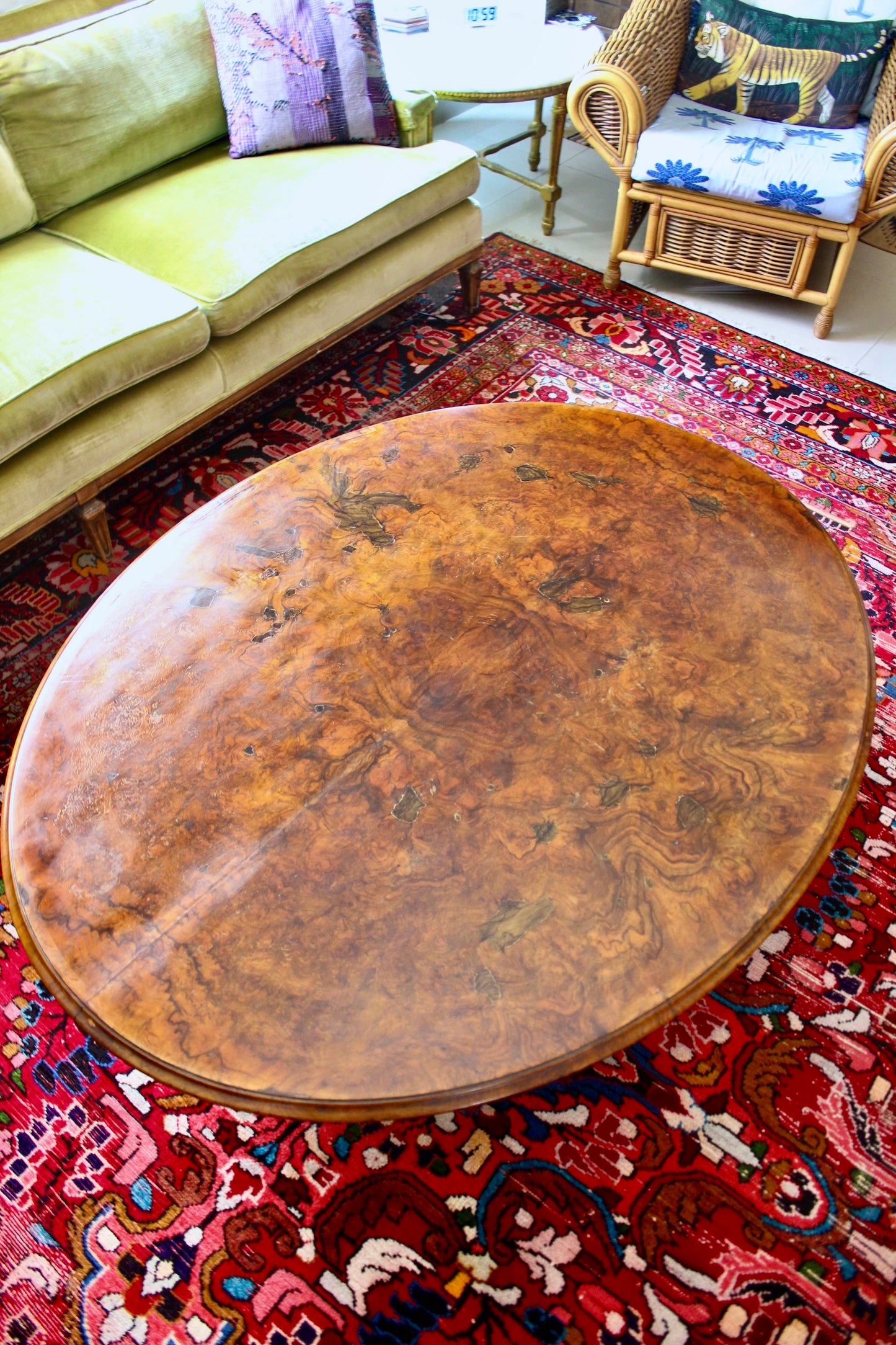 18th Century Table Top with a 1970s Chrome Base