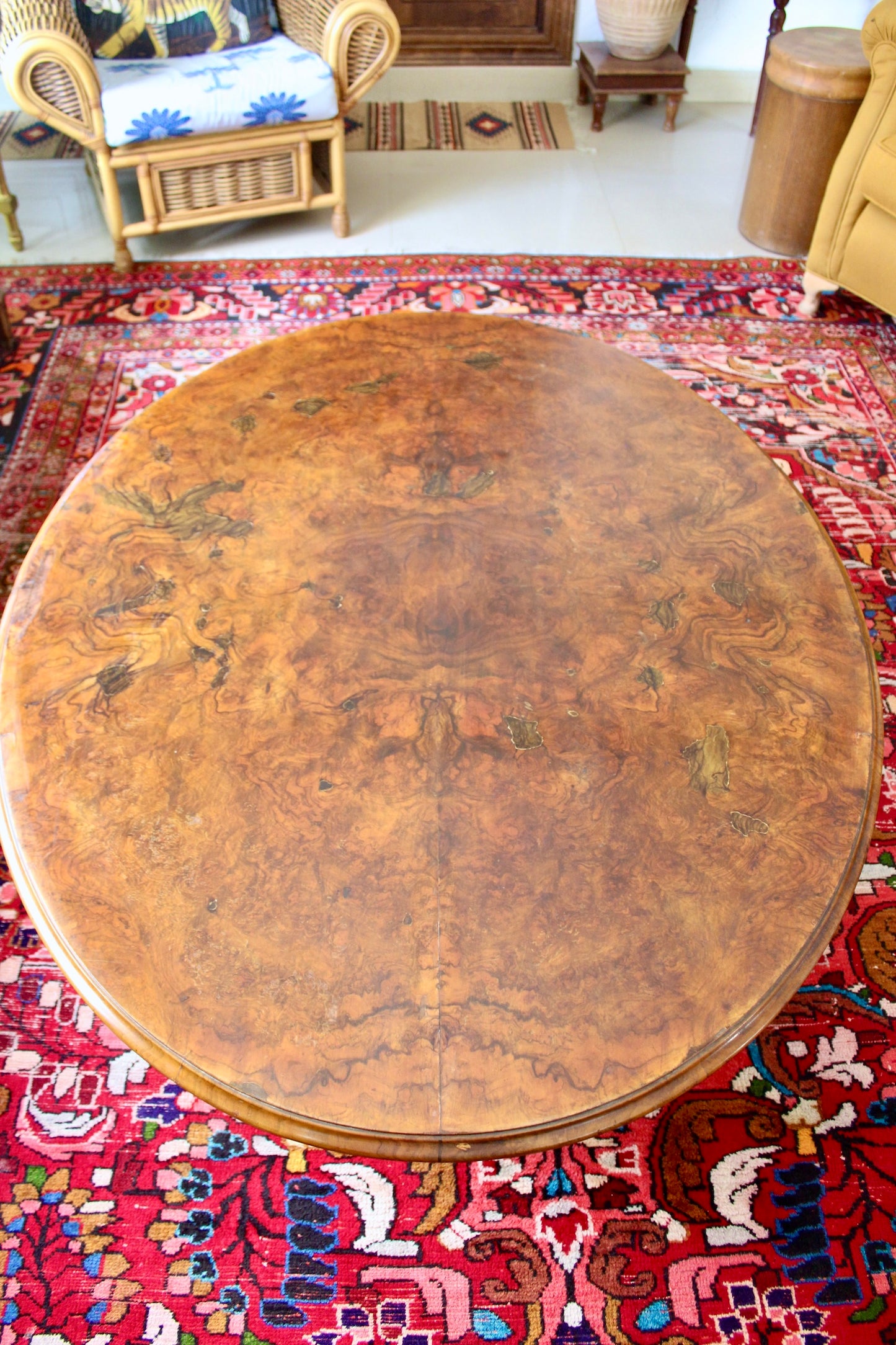 18th Century Table Top with a 1970s Chrome Base