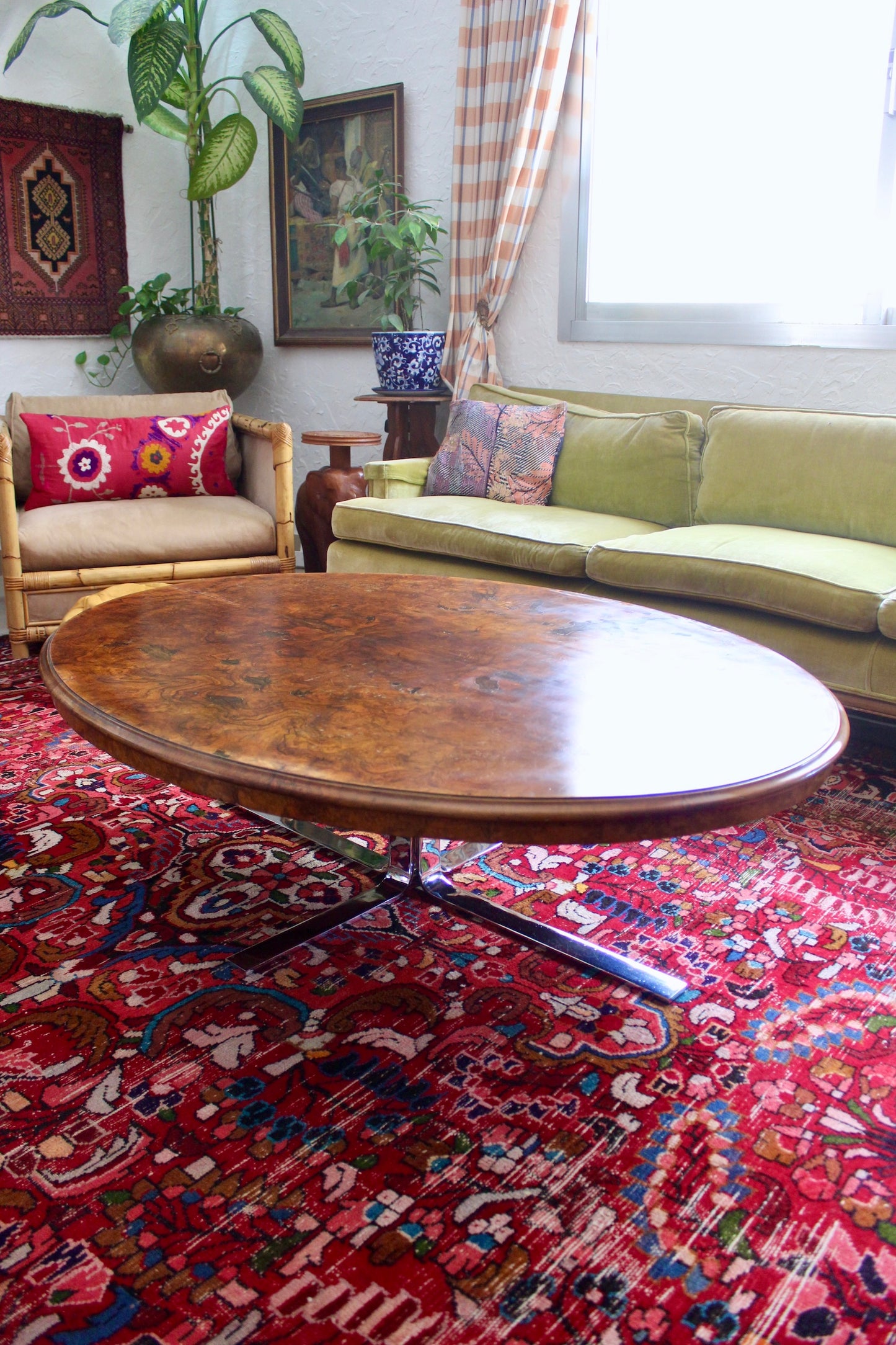 18th Century Table Top with a 1970s Chrome Base