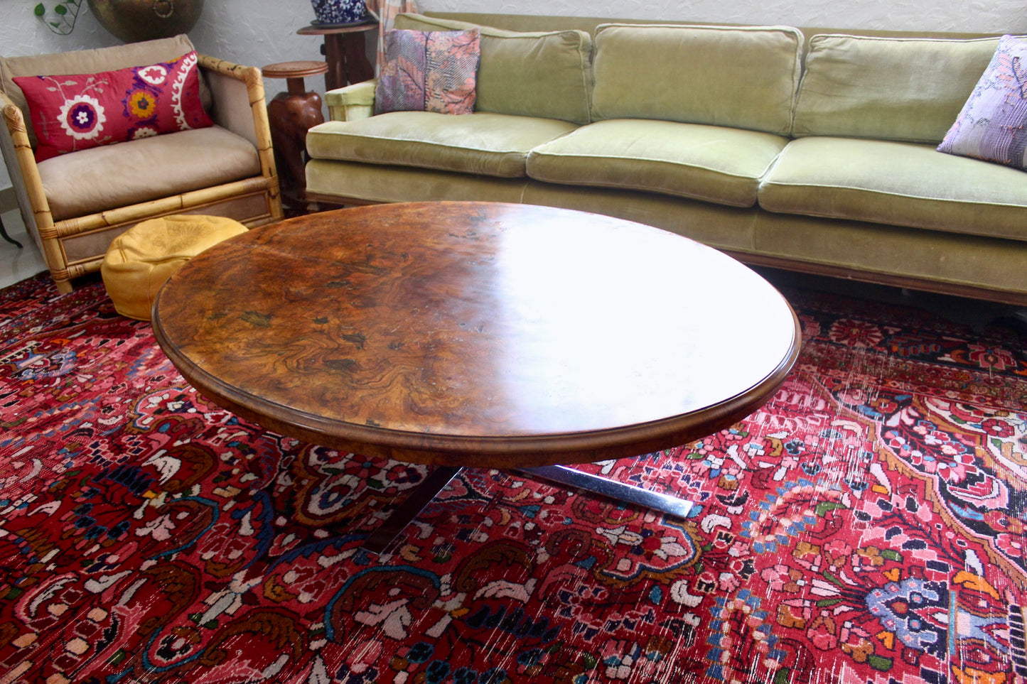18th Century Table Top with a 1970s Chrome Base