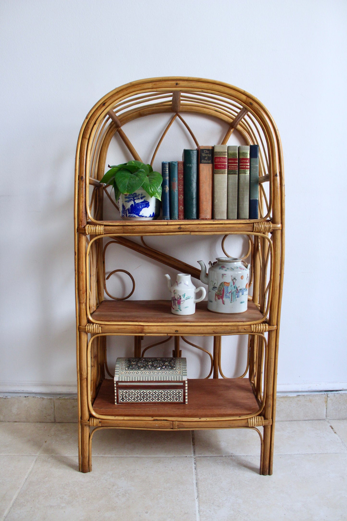 Vintage Bamboo Bookshelf