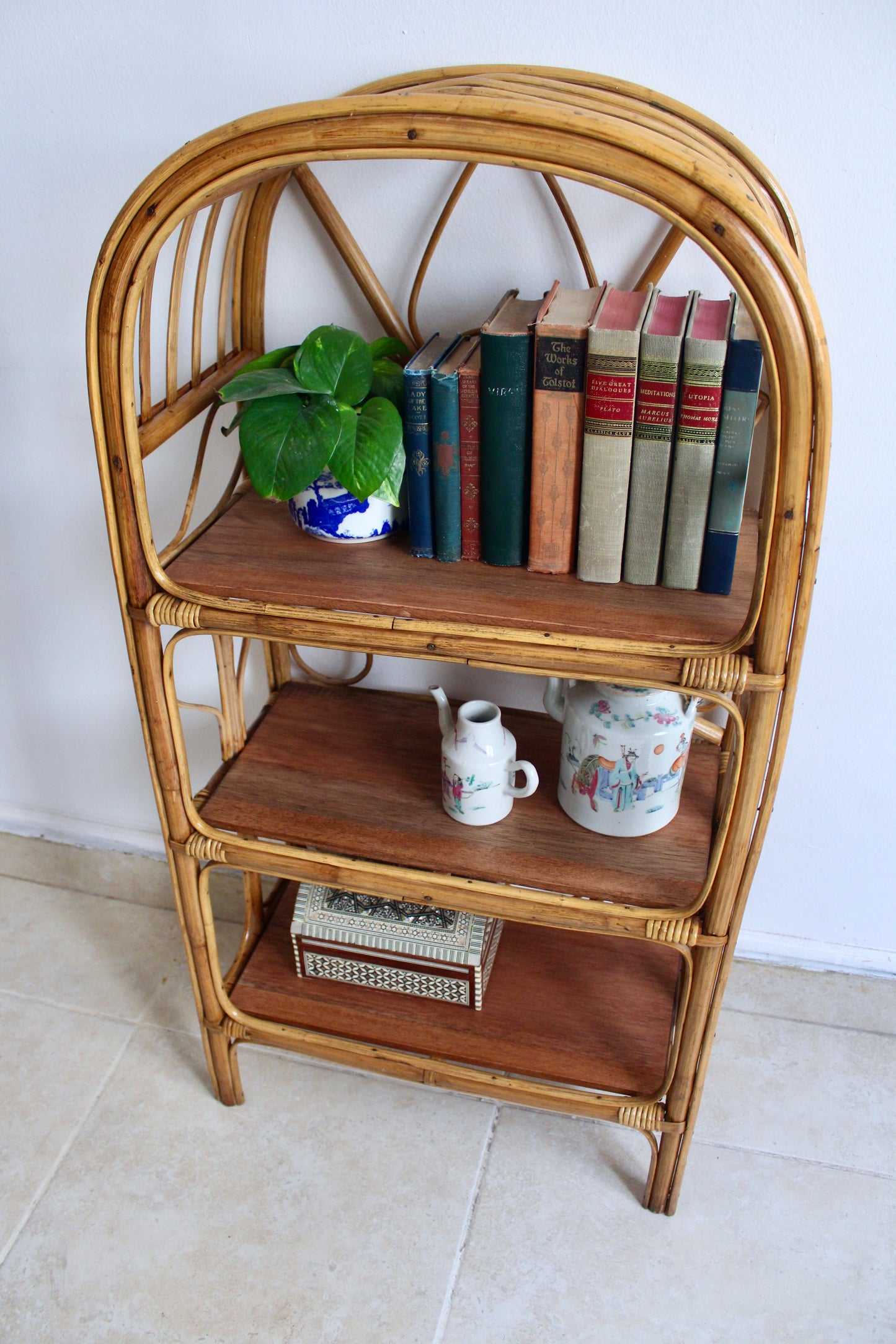 Vintage Bamboo Bookshelf