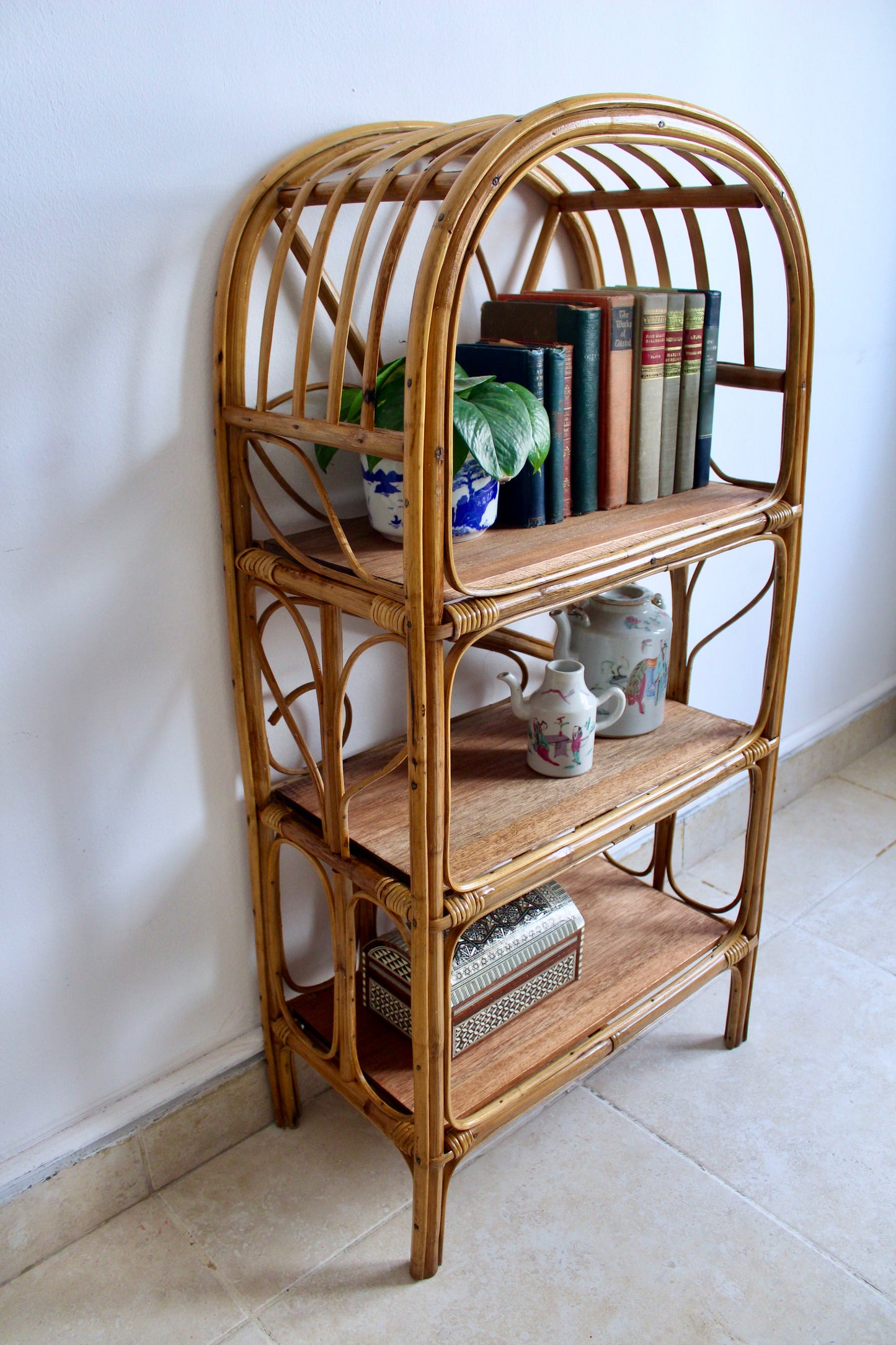 Vintage Bamboo Bookshelf