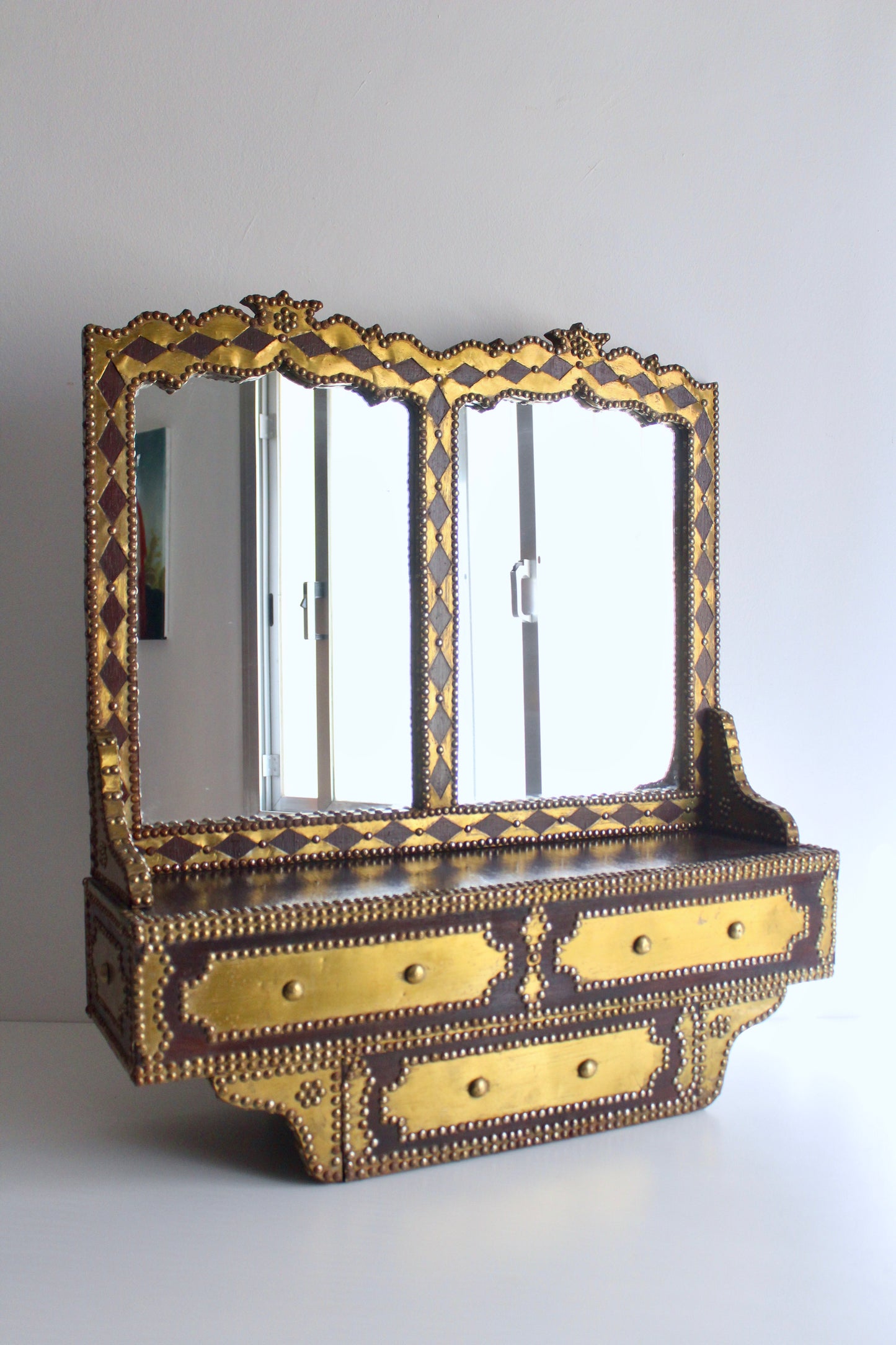 Vintage Kuwaiti Dhow Builders Mirror and Wall Shelf(Mid-20th Century)