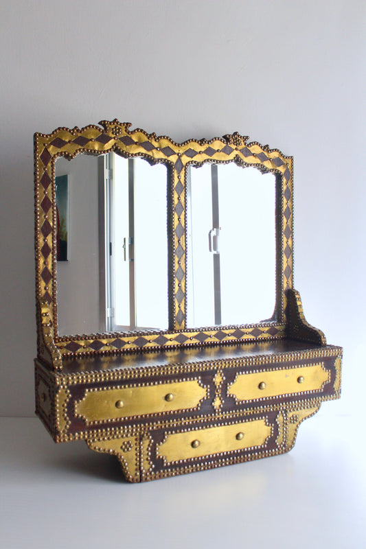 Vintage Kuwaiti Dhow Builders Mirror and Wall Shelf(Mid-20th Century)