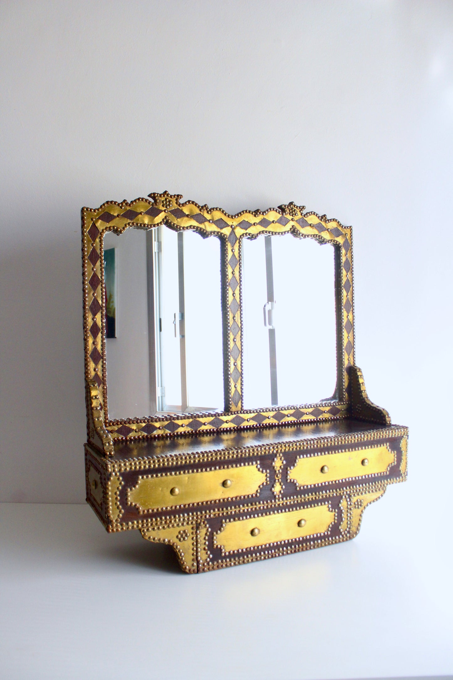 Vintage Kuwaiti Dhow Builders Mirror and Wall Shelf(Mid-20th Century)