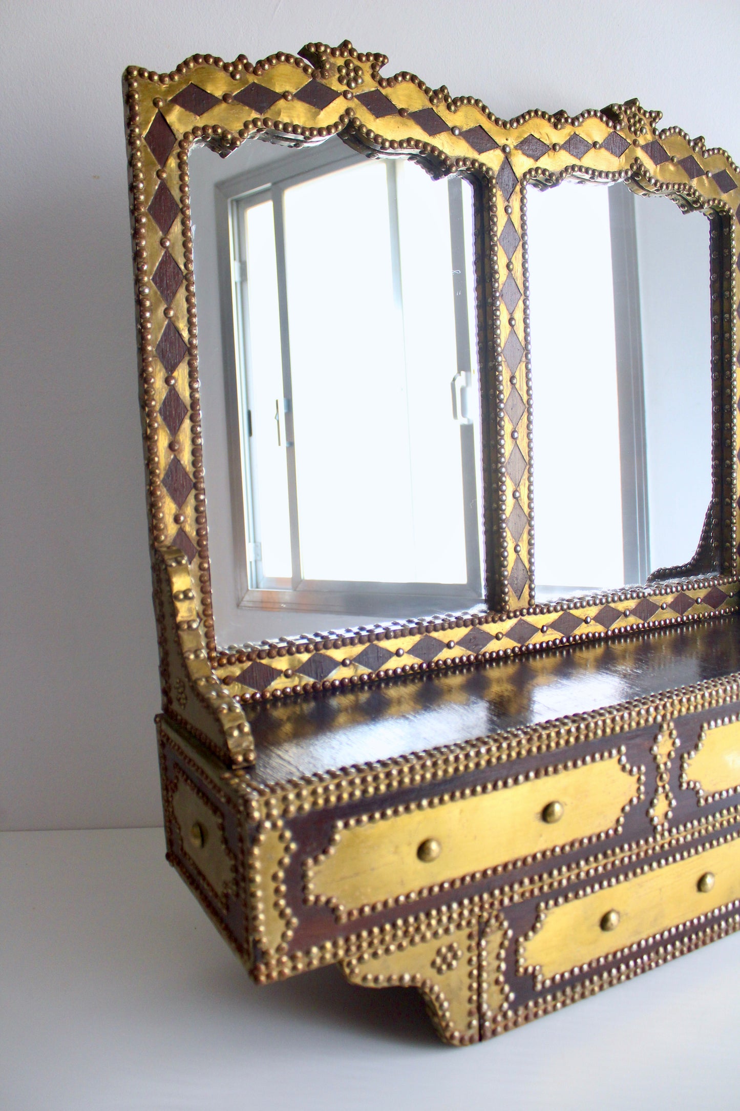 Vintage Kuwaiti Dhow Builders Mirror and Wall Shelf(Mid-20th Century)