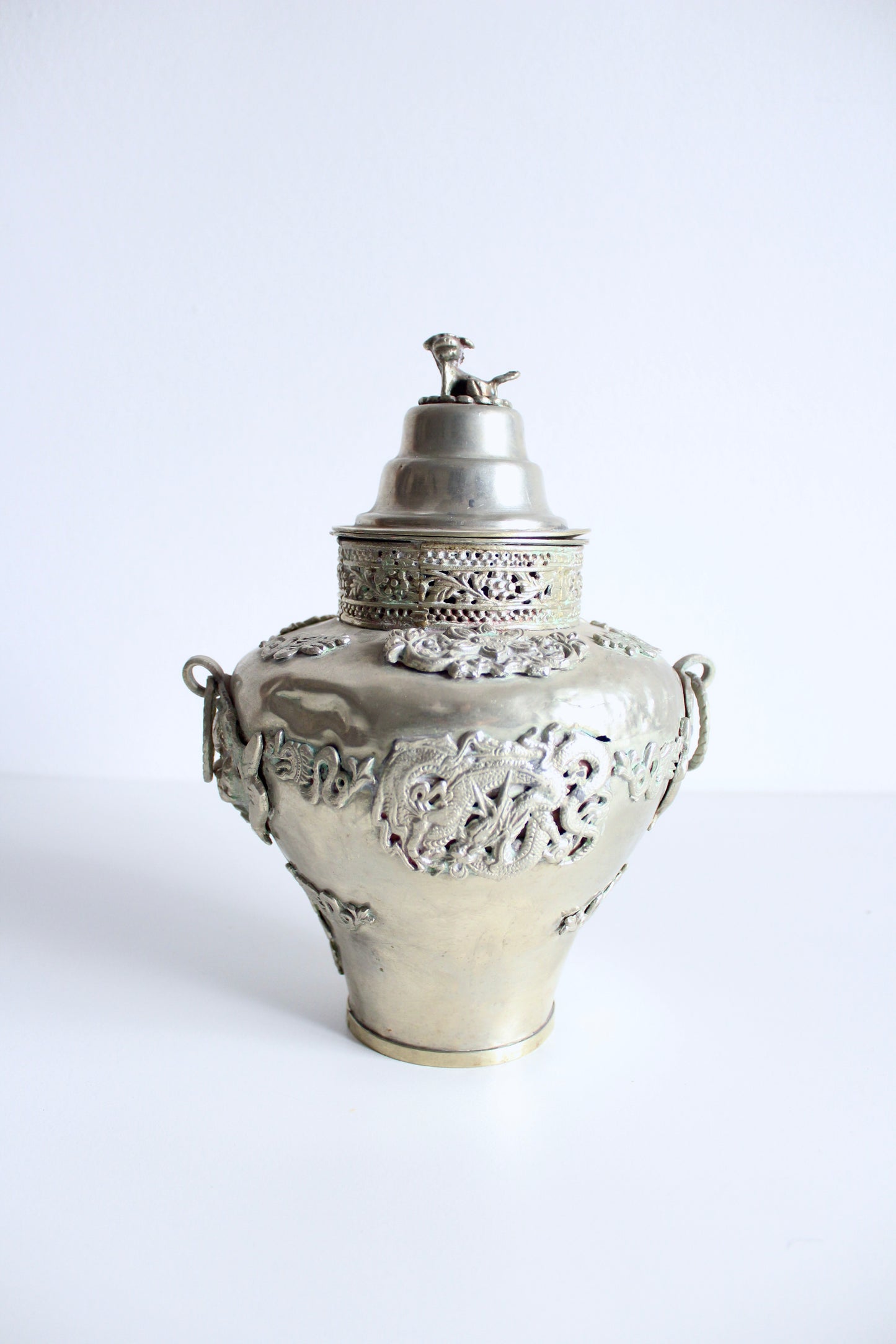 Early 20th Century Silver Plate Tibetan Offering Vessel