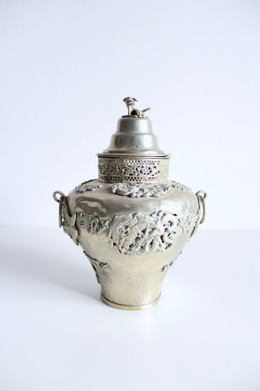 Early 20th Century Silver Plate Tibetan Offering Vessel