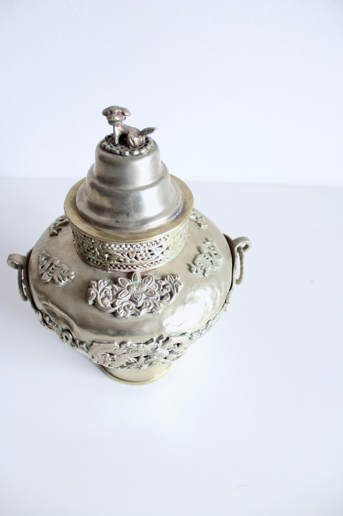 Early 20th Century Silver Plate Tibetan Offering Vessel