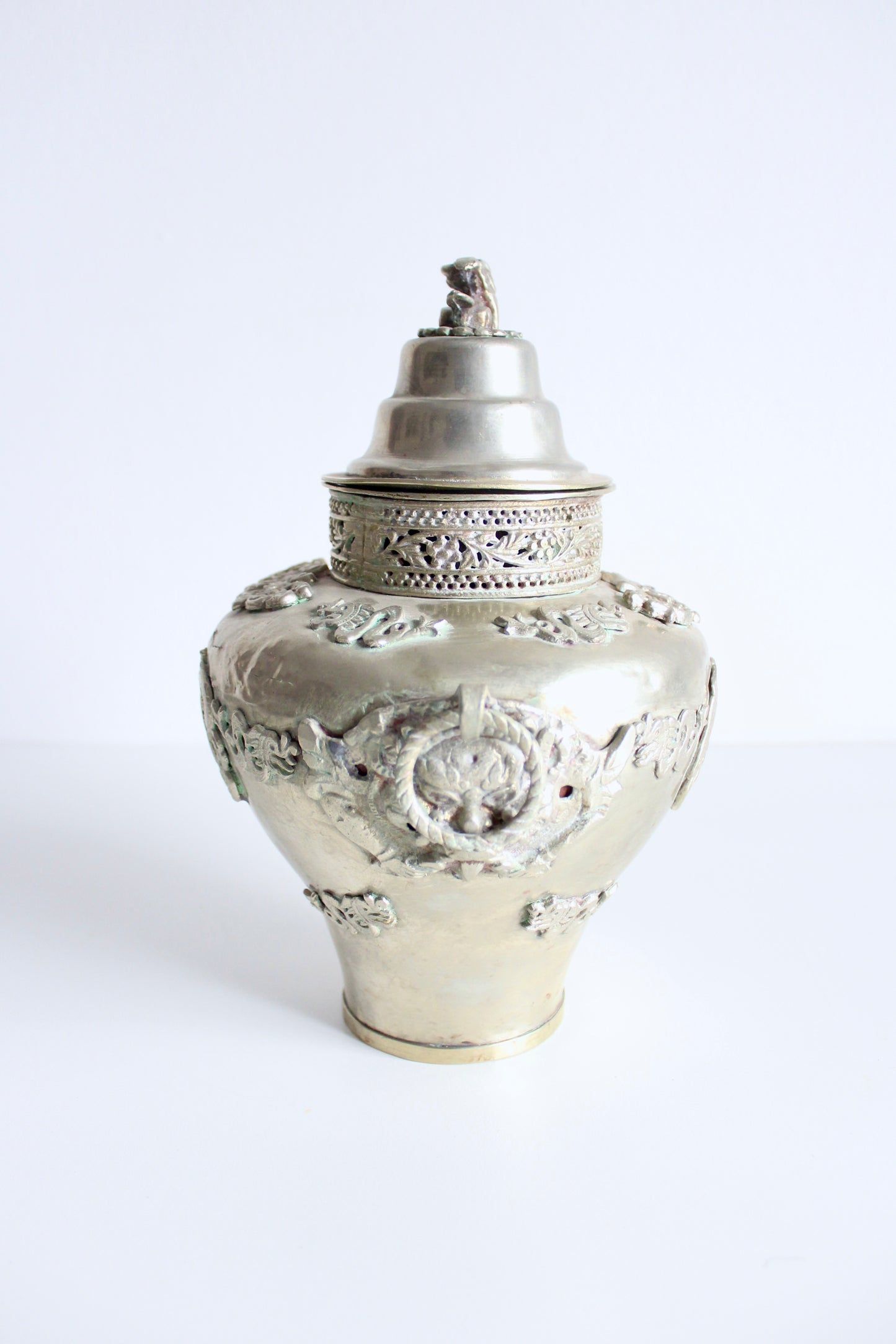 Early 20th Century Silver Plate Tibetan Offering Vessel