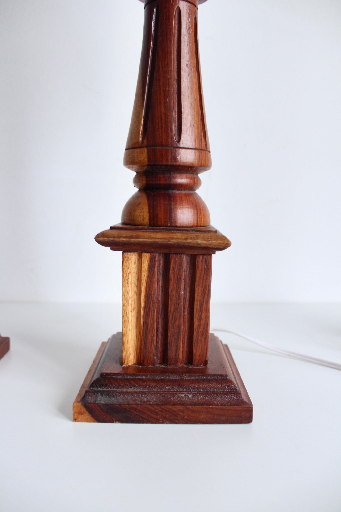 Carved Neoclassic Wooden Lamps Set 1