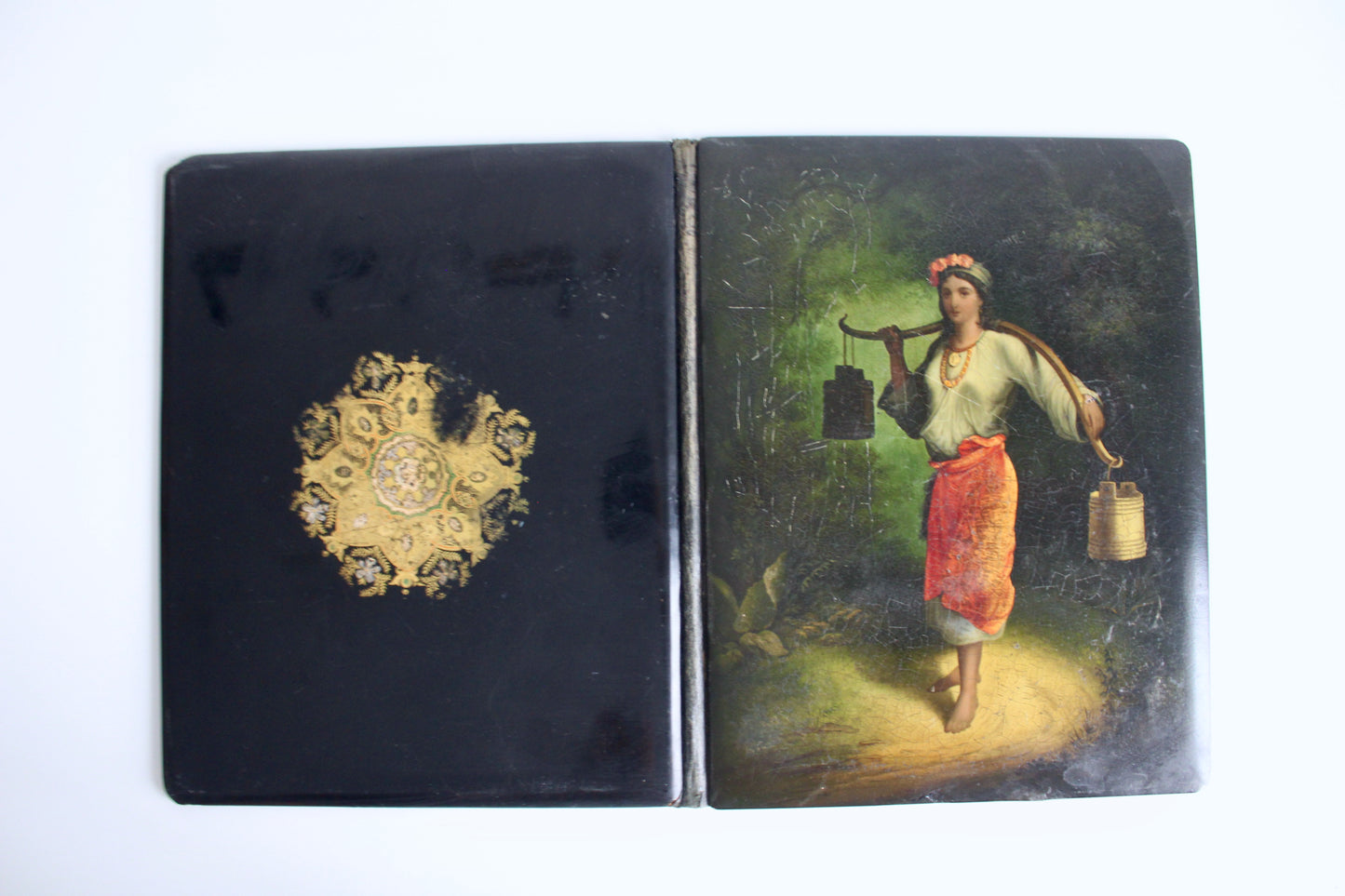 Antique Hand-Painted Lacquer Document Folder