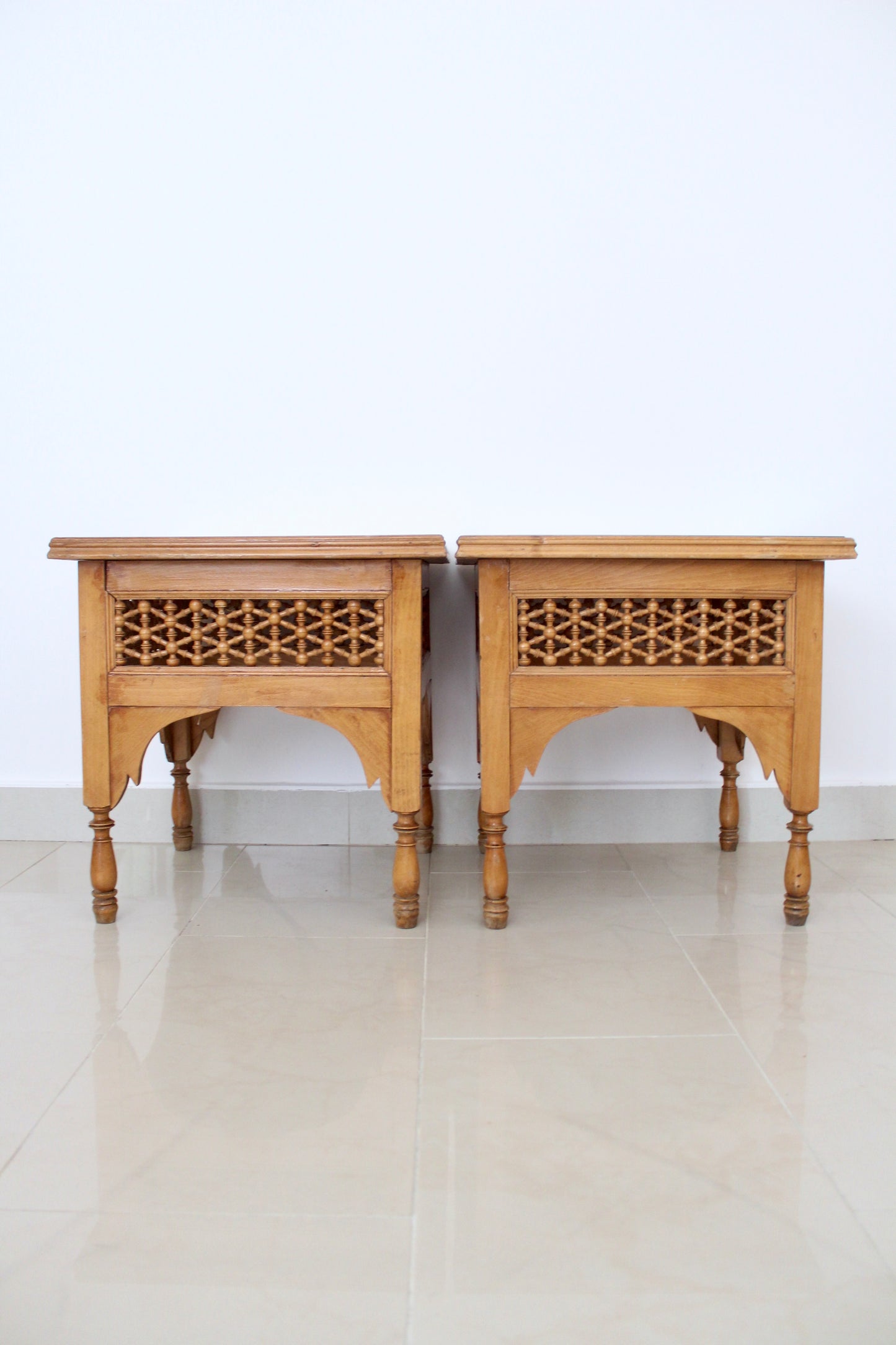 Vintage Handmade Wooden Mashrabiya Side Tables