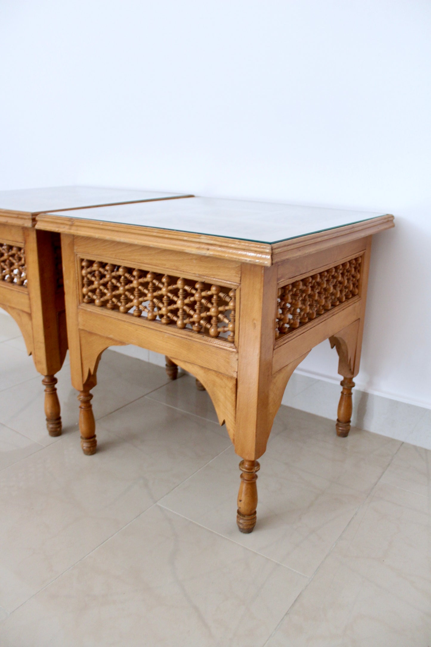Vintage Handmade Wooden Mashrabiya Side Tables