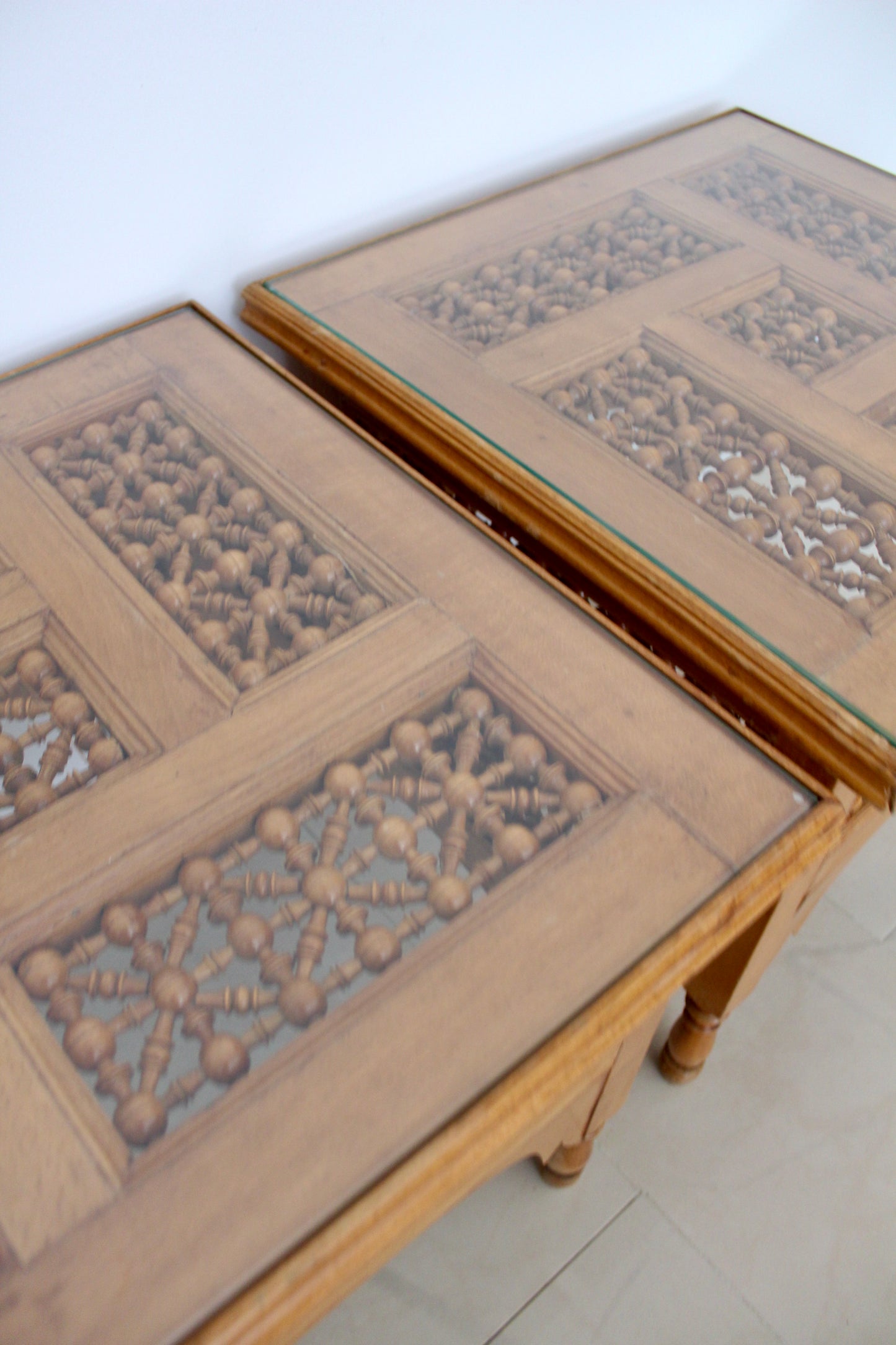 Vintage Handmade Wooden Mashrabiya Side Tables