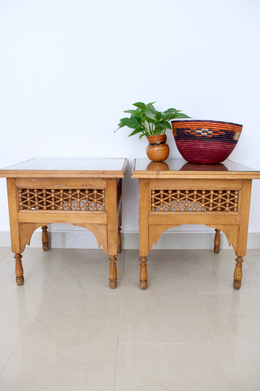 Vintage Handmade Wooden Mashrabiya Side Tables
