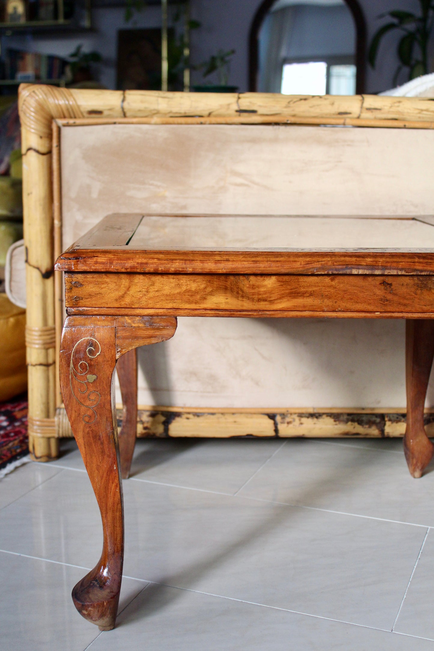 Beautiful Handcarved Wooden Indian Side Table